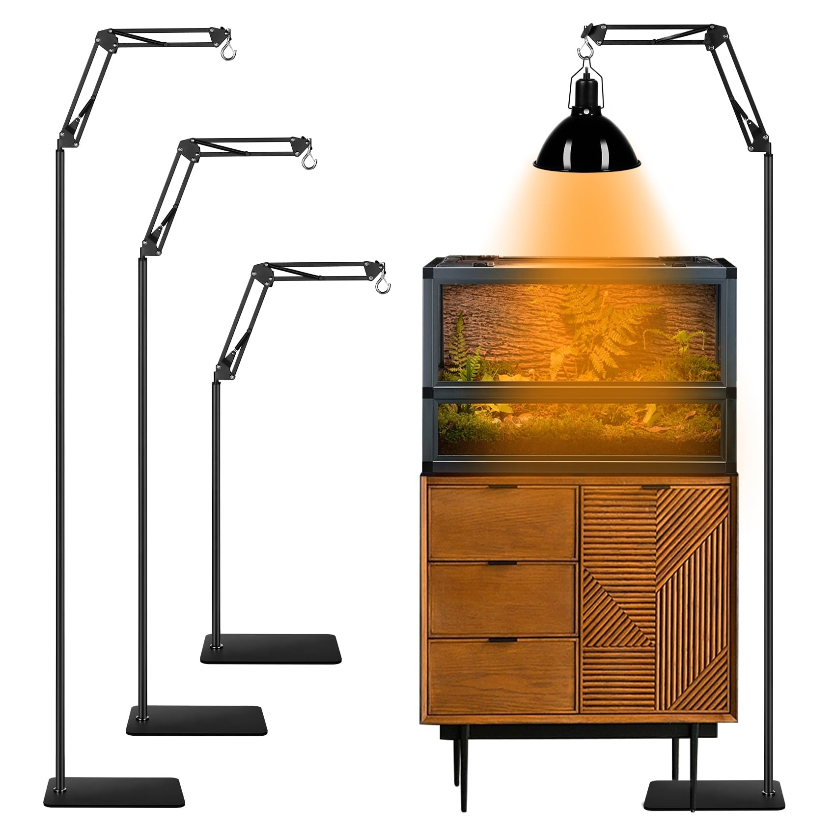 Dxophiex Reptile Heat Lamp Stand Reptile Light Stand With 360 Swing Arm, Height Adjustable (15.7Inch To 74.3Inch) Reptile Lamp S