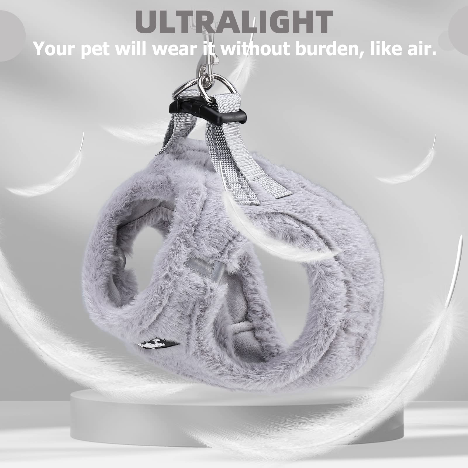 Pupteck Adjustable Pet Harness Collar And Leash Set Step In For Small Dogs Puppy And Cats Outdoor Training And Running, Soft Mesh Padded Reflective Vest Harness