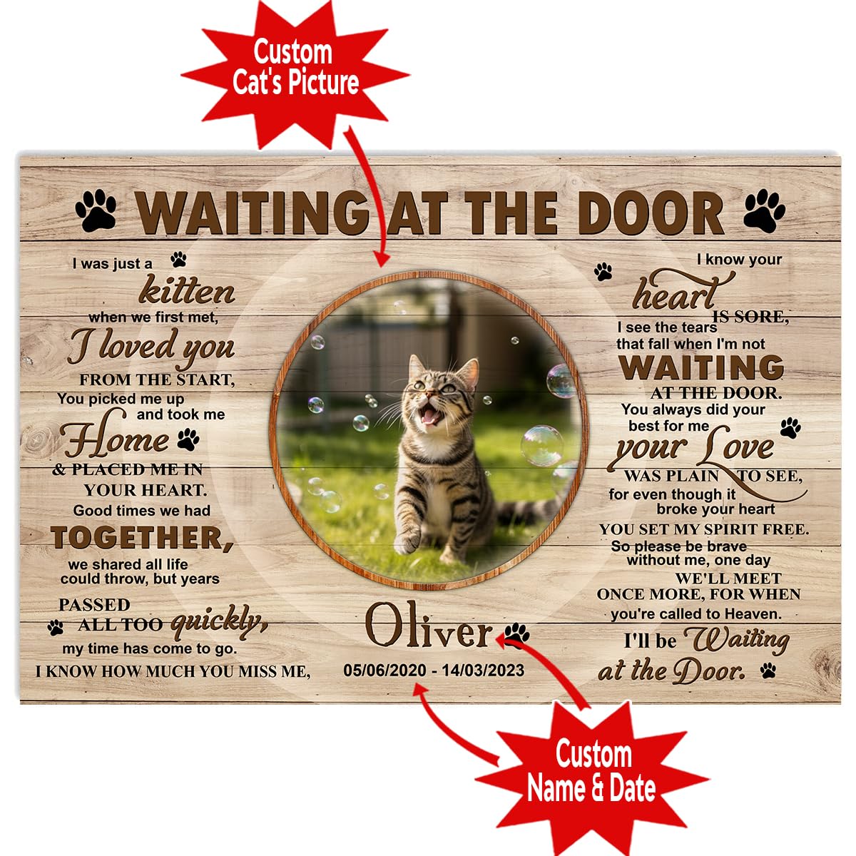 P80811 Unique Cat Memorial Poster Gifts Memorial Sayings For Cat Lover Mom Dad Personalized Poster Wall Art Decor, Custom Landsc