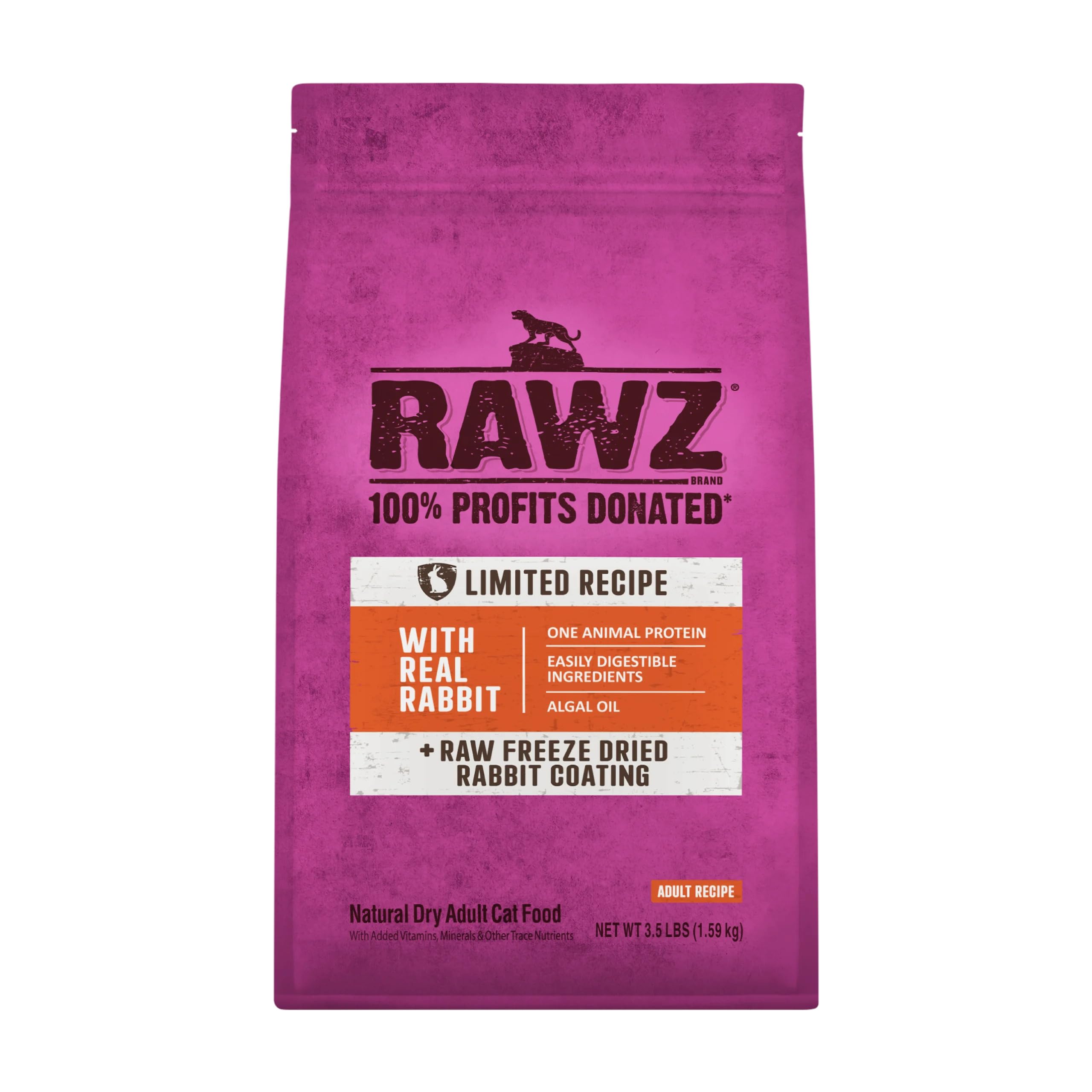 Rawz Real Rabbit Dry Food for Cats with Freeze Dried Coating (3.5 Pounds) Made in USA