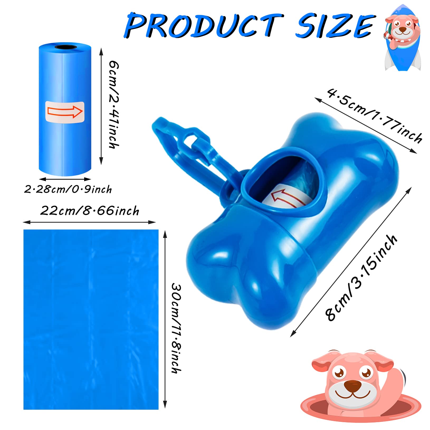 Arroyner 40 Pack Bone Shaped Poop Bag Dispenser Pet Waste Disposal Bag Dispenser (Random Color)