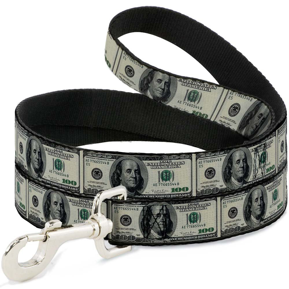 Dog Leash 100 Dollar Bills 6 Feet Long 1.5 Inch Wide