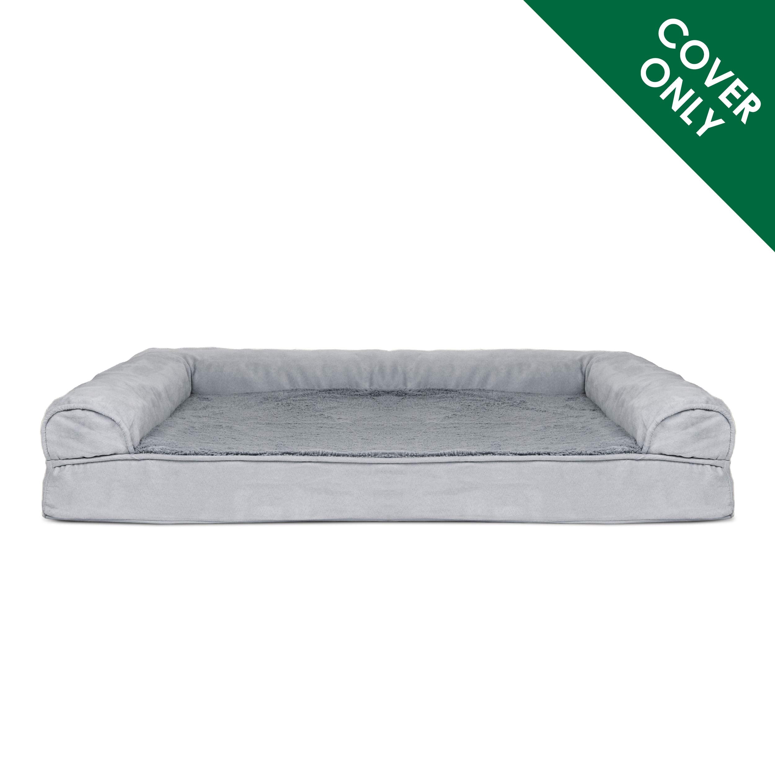 Furhaven Replacement Dog Bed Cover Plush & Suede Sofa-Style, Machine Washable - Gray, Jumbo Plus (XX-Large)