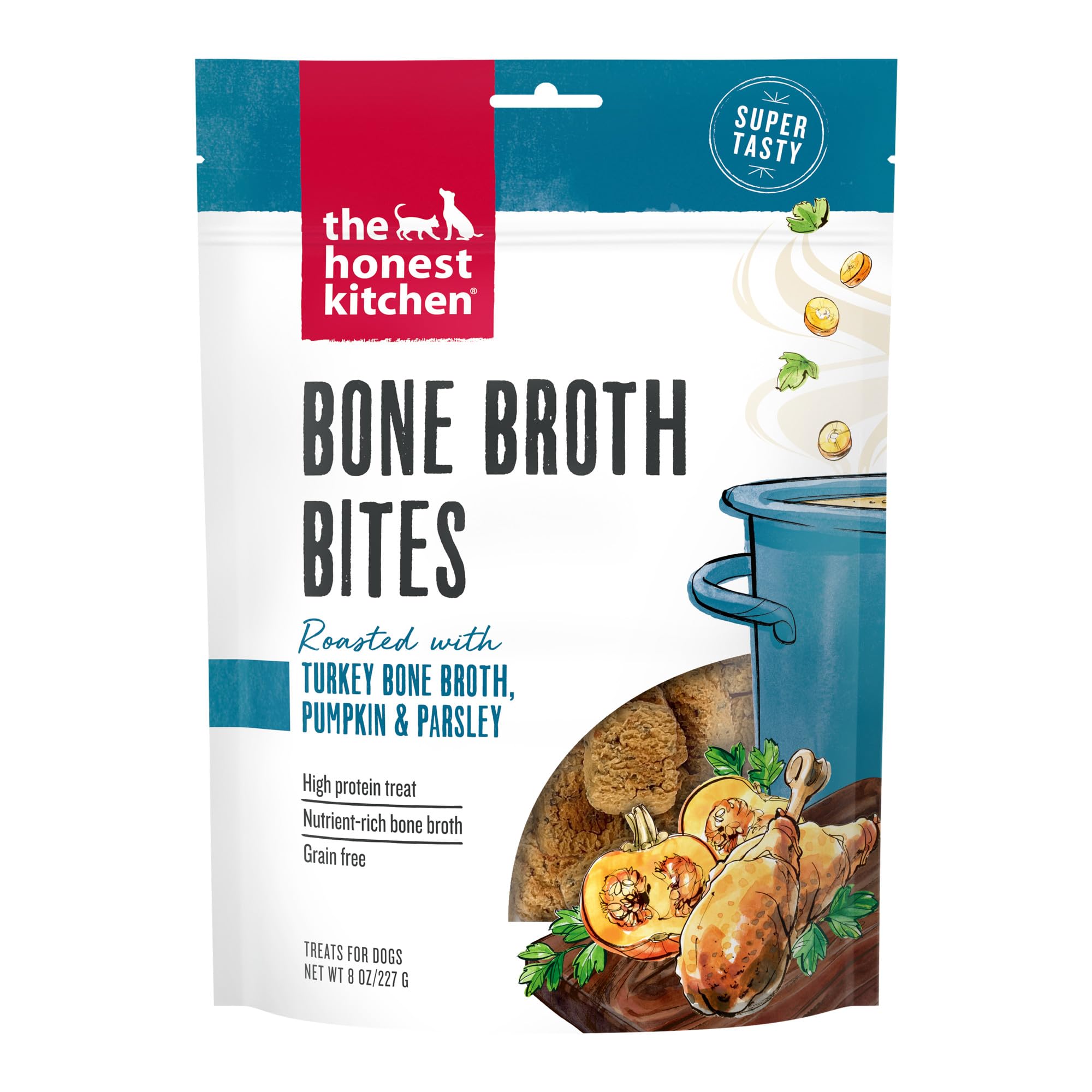 The Honest Kitchen Bone Broth Bites: Roasted with Turkey Bone Broth & Pumpkin, 8 oz Bag