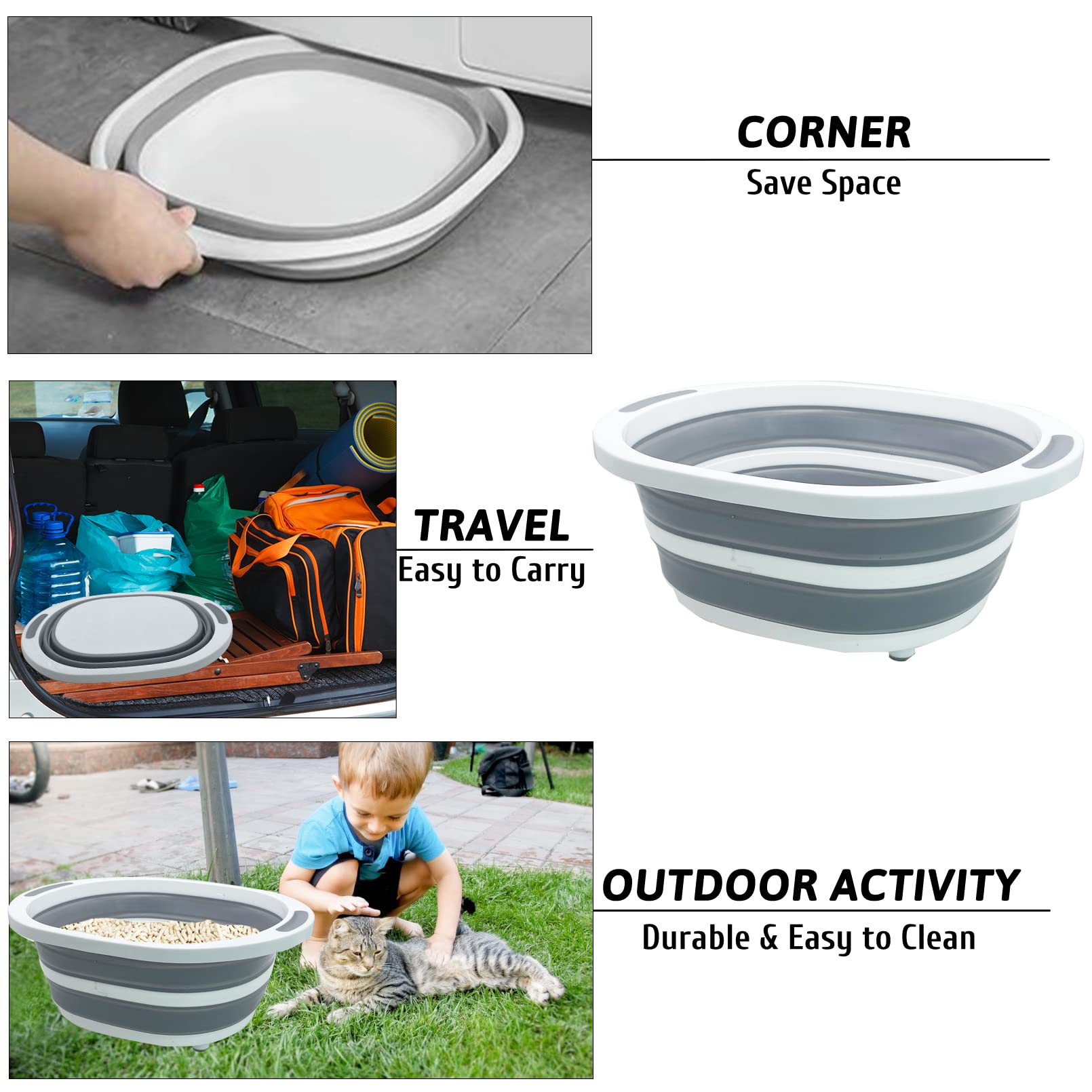 Fhiny Open Cat Litter Box, Small Litter Box for Kittens Low Entry Kitty Potty Pan Foldable Travel Toilet Waterproof for Indoor S