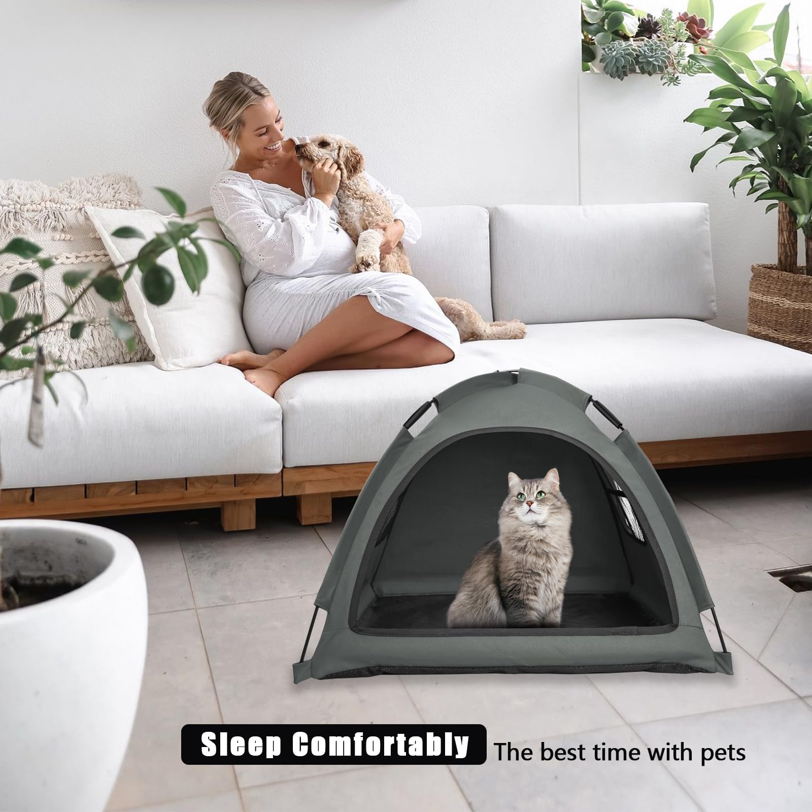 Nockovi Grey Cat Tent House?Cat'S Nest, Portable Indoor/Outdoor Pet Tent House For Cats, Puppies And Other Small Animals
