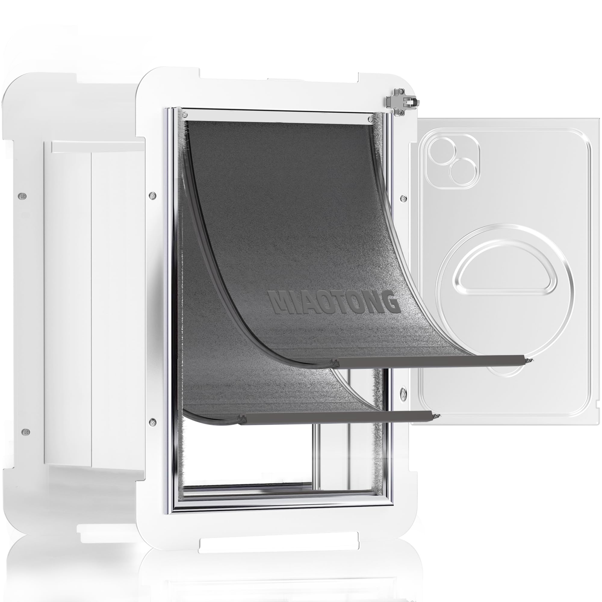 Miaotong Cat Door For Wall,Upgraded Sealing Dog Door For Wall, Double Flap Doggy Door,Steel Frame And Telescoping Tunnel Dog Doo