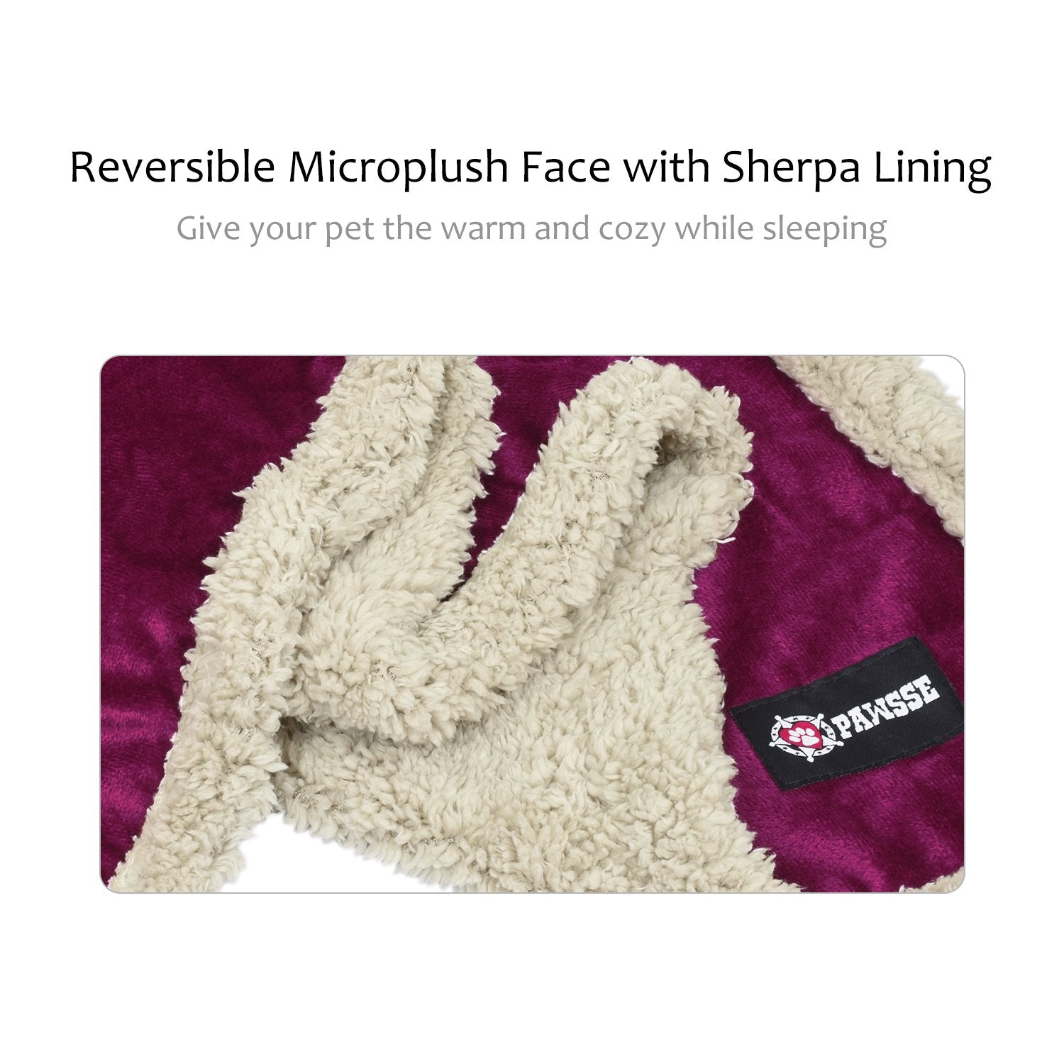 Pawsse Sherpa Puppy Blanket For Small Dogs Kitten, Warm Flannel Plush Pet Bed Blanket Reversible, 45''X30'' Wine/Tan