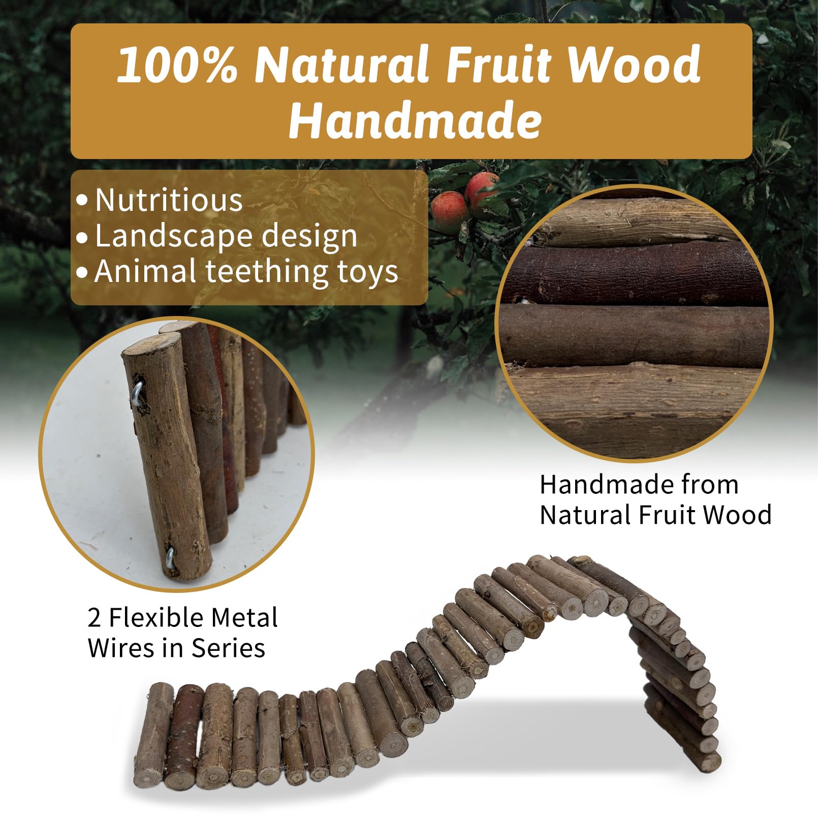 Hamiledyi 2Pcs Natural Wood Hamster Climbing Ladder & Hideout Toy - Multi-Size Small Animal Cage Accessories For Syrian Hamsters