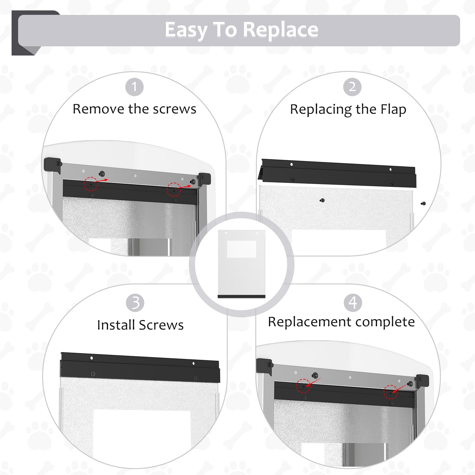 Decormax Replacement Flap For Dog And Cat Doors Including Screws, Large