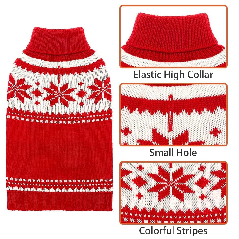 Mihachi Dog Sweater - Winter Coat Apparel Clothes With Colorful Stripes For Cold Weather Medium