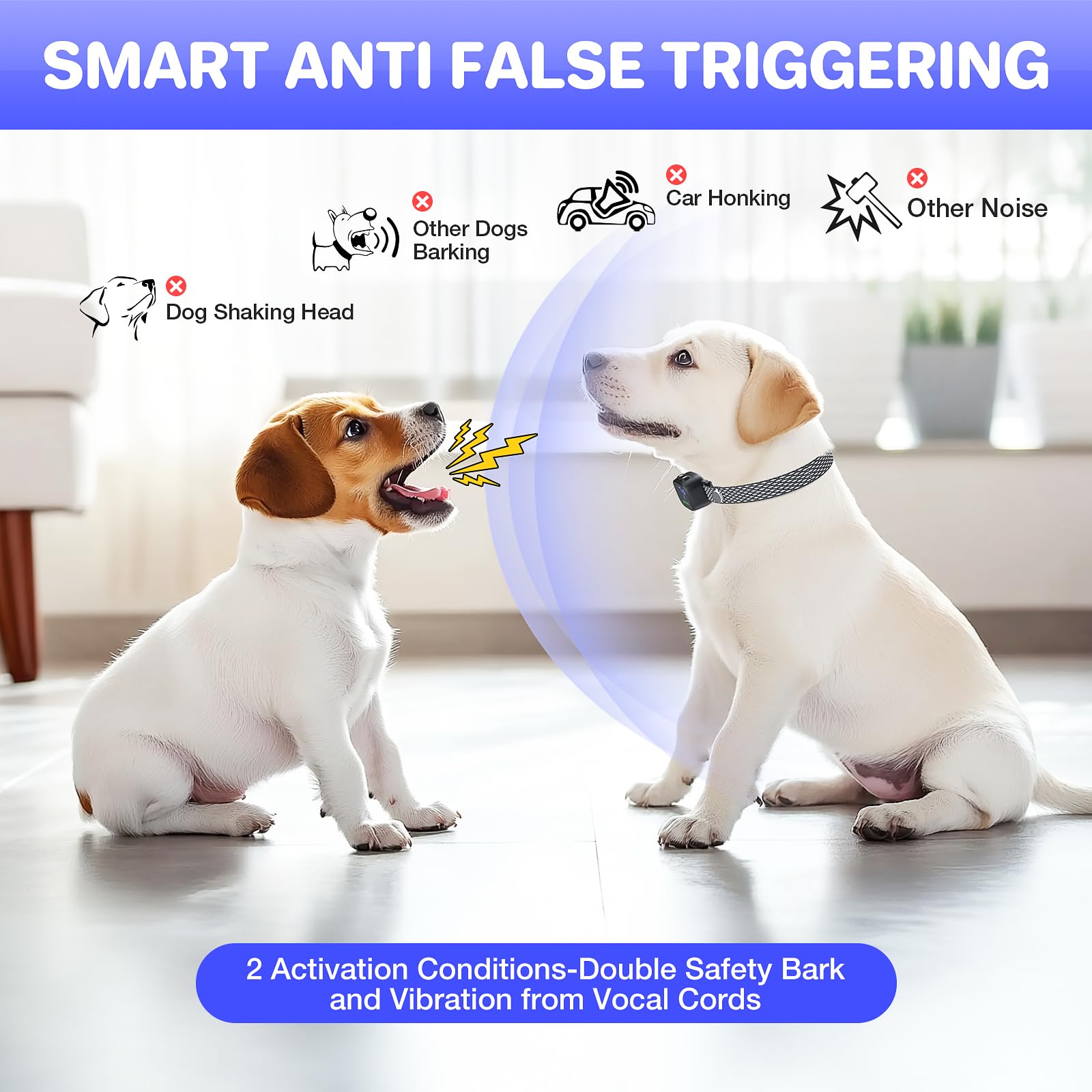 Small Dog Bark Collar, Rechargeable Anti Barking Training Collar for Small Dogs 5-15lbs Dog Training No Shock Anti Bark Collar E