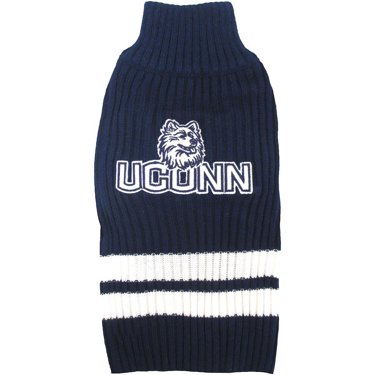 Pets First NCAA Connecticut Huskies Dog Sweater, Size Large. Warm & Cozy Knit Pet Sweater with NCAA Team Logo, Best Puppy Sweate