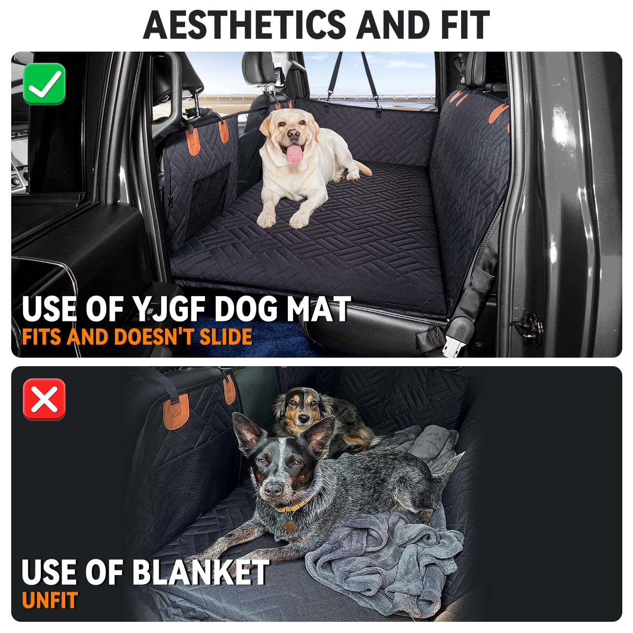 Yjgf Dog Mat For Back Seat Extender For Dogs,Dog Bed For Car Back Seat,Pet Mattress For Hard Bottom Car Seat Cover For Dogs (Bla