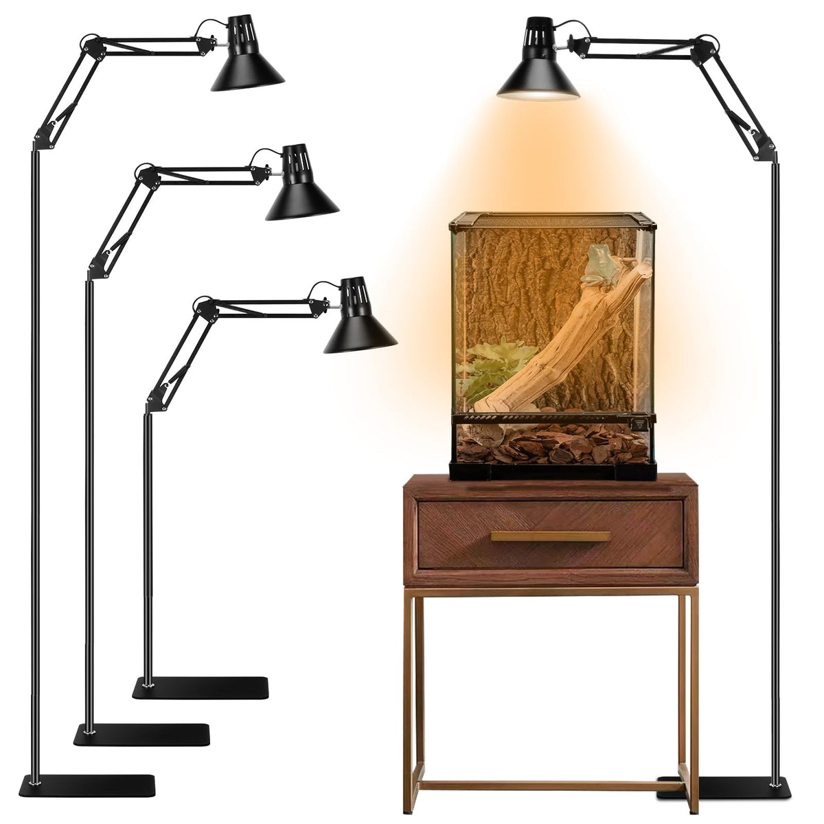 Dxoveen Reptile Heat Lamp Reptile Light Fixture, Tall Heat Lamp Stand Reptile Lamp Stand With Lampshade Height Range From 15.7In