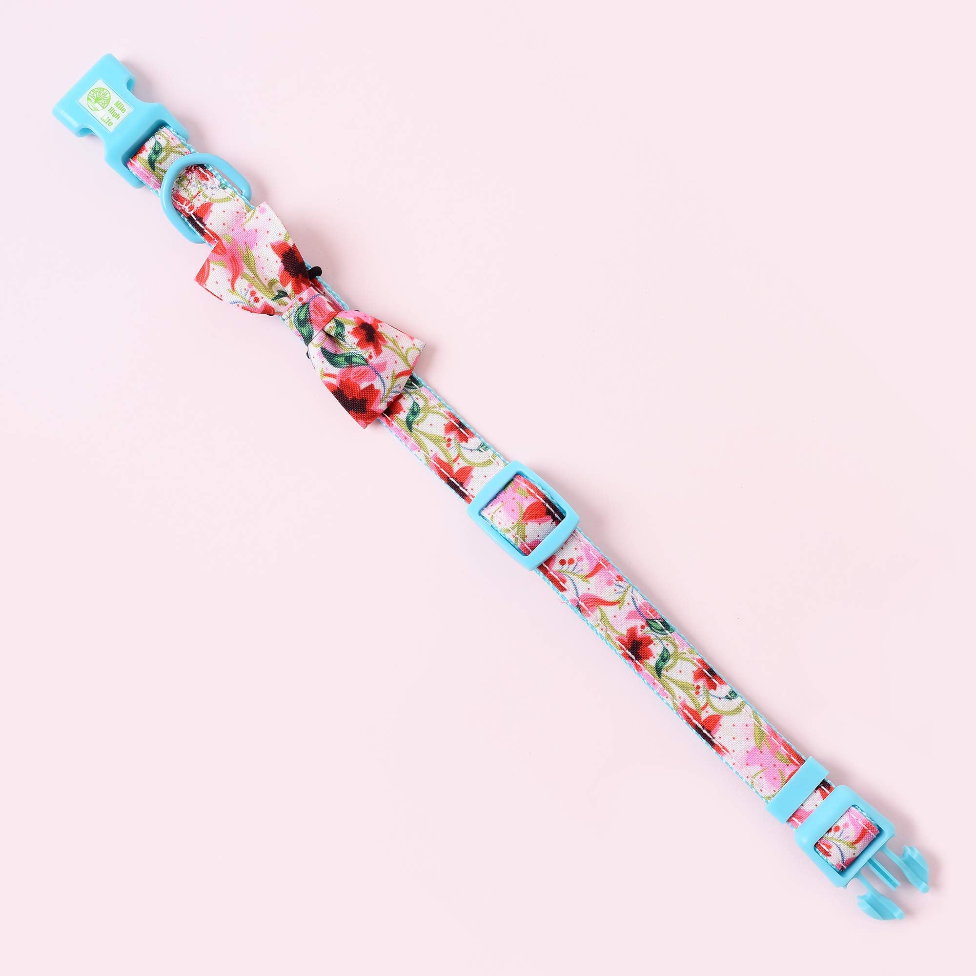 Mile High Life | Girl Dog Collars | Cute Bowtie Dog Collar | Soft Poly Cotton Fabric Collars For Medium Dogs | Flower & Fruit Pa