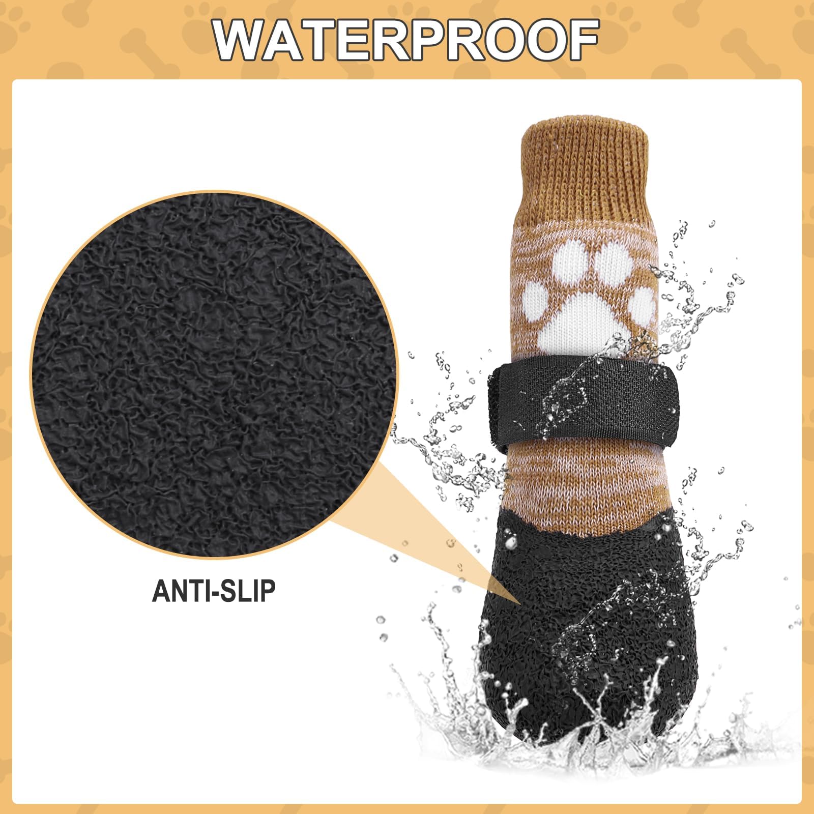 Kooltail Anti Slip Dog Socks - Outdoor Dog Boots Waterproof Dog Shoes Paw Protector With Strap Traction Control For Hardwood Flo