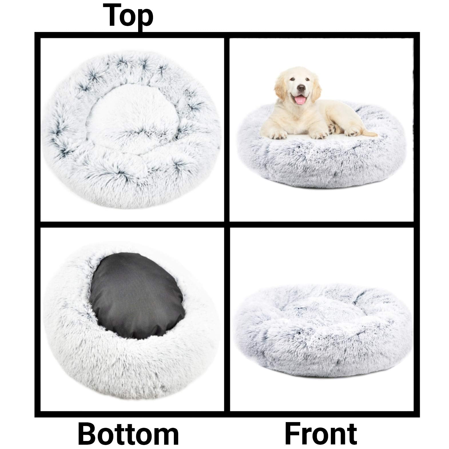 Mr. Peanut'S Orthoplush Two Tone Extra Fluff Faux Fur Donut Pet Bed (Medium, Snowflake)