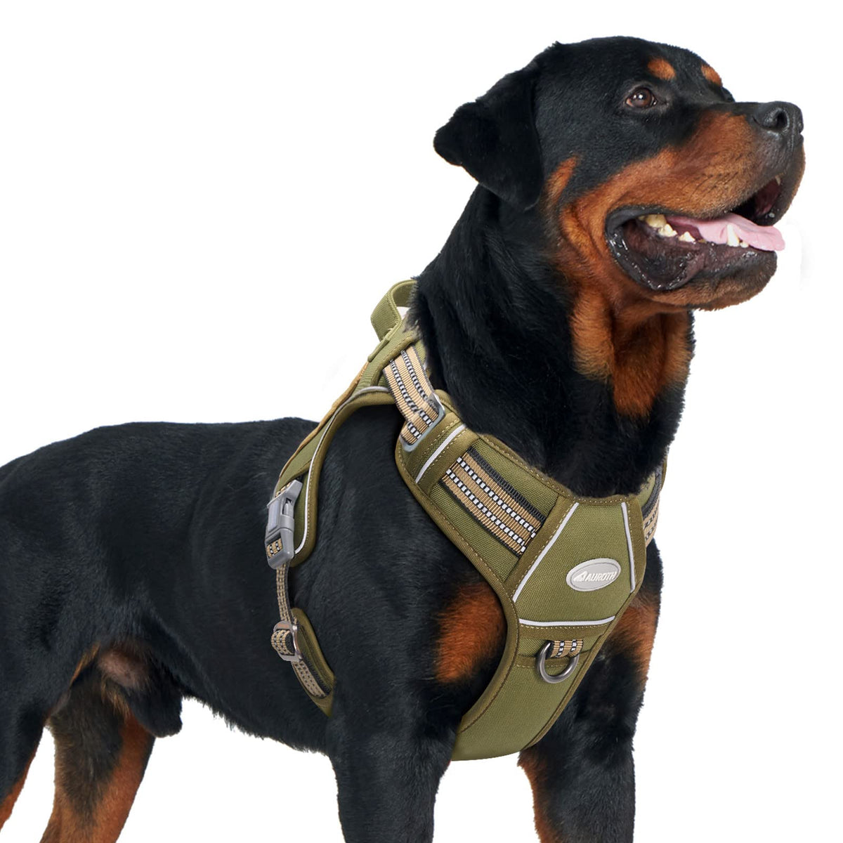 Auroth Tactical Dog Harness For Small Medium Large Dogs No Pull Adjustable Pet Harness Reflective K9 Working Training Easy Control Pet Vest Military Service Dog Harnesses Xl, Green