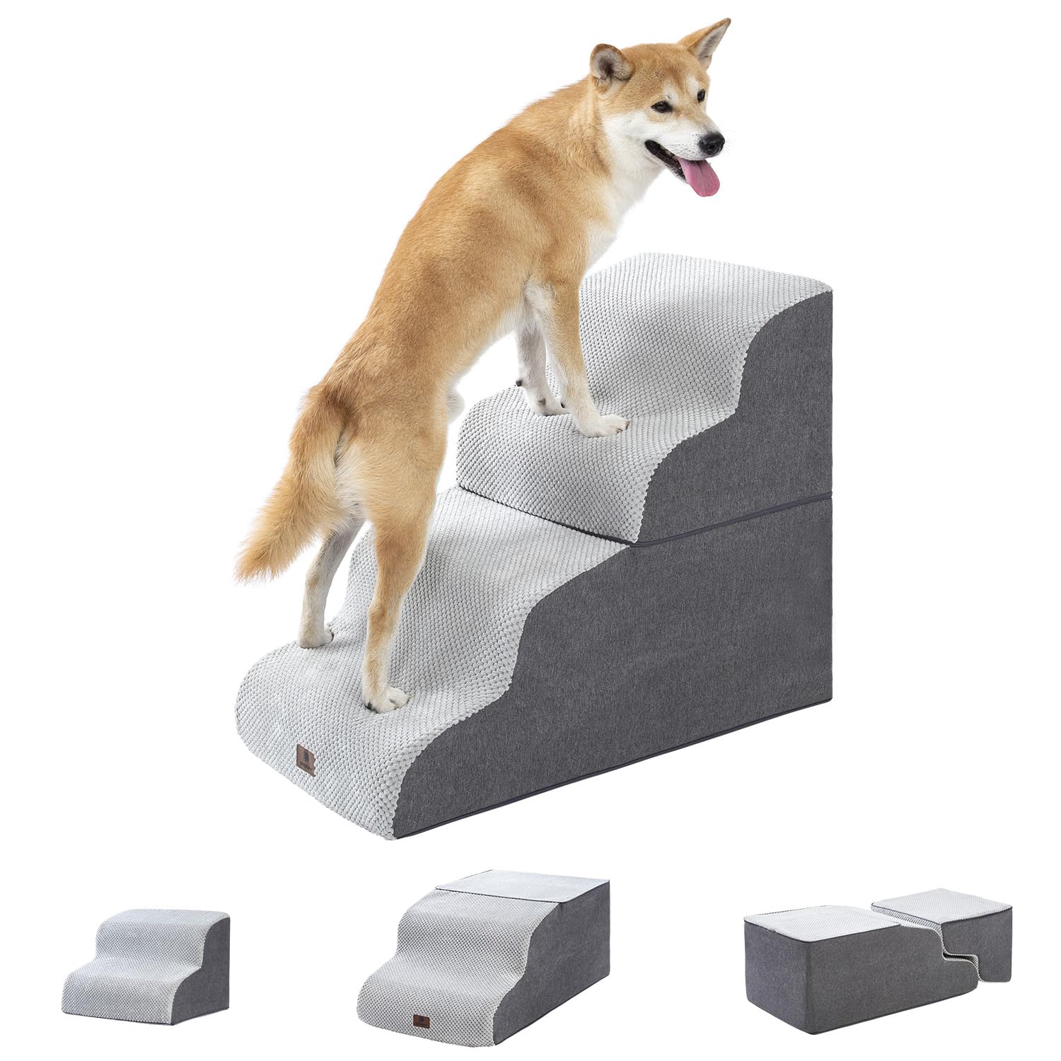 Pettycare Dog Stairs Ramp For High Beds And Couch,Curved Dog Steps For Small Pets, Pet Stairs Non-Slip Balanced Portable Puppy R