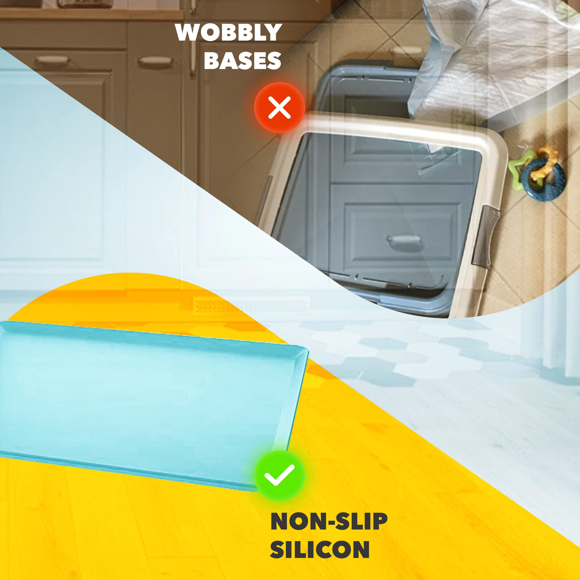 Tidyfriend Dog Puppy Pad Holder Tray - 2 Pack For 24 X 24 Inches Training Pads - Silicone Wee Wee Pad Holder, No Spill Pee Pad H