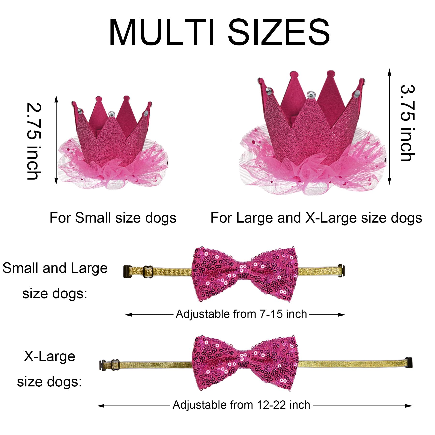 Jotfa Dog Birthday Decorations, Multi Sizes Dog Birthday Bandana Girl Dog Birthday Hat Crown Bow Tie Birthday Numbers Its My Bda
