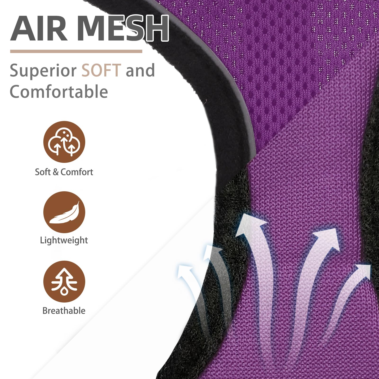 Pupteck Soft Mesh Dog Harness And Leash Set Pet Puppy Cat Comfort Padded Vest No Pull Harnesses, Solid Purple, S