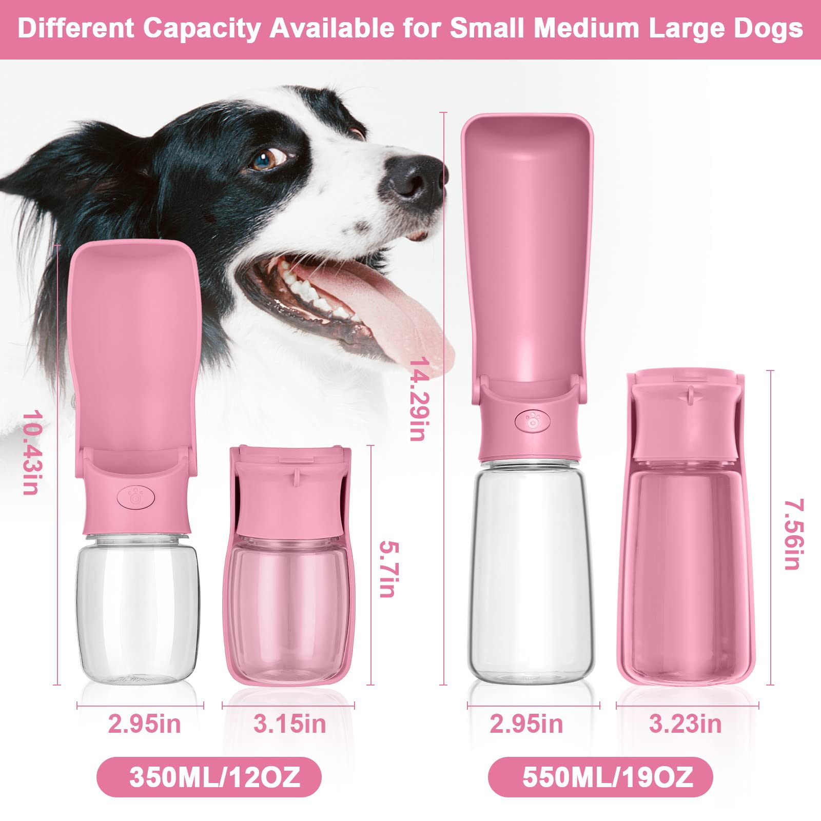 AIKIDS Portable Dog Water Bottle - Foldable Dog Water Dispenser | Leak Proof & Food Grade Plastic Travel | Pet Water Bottle for