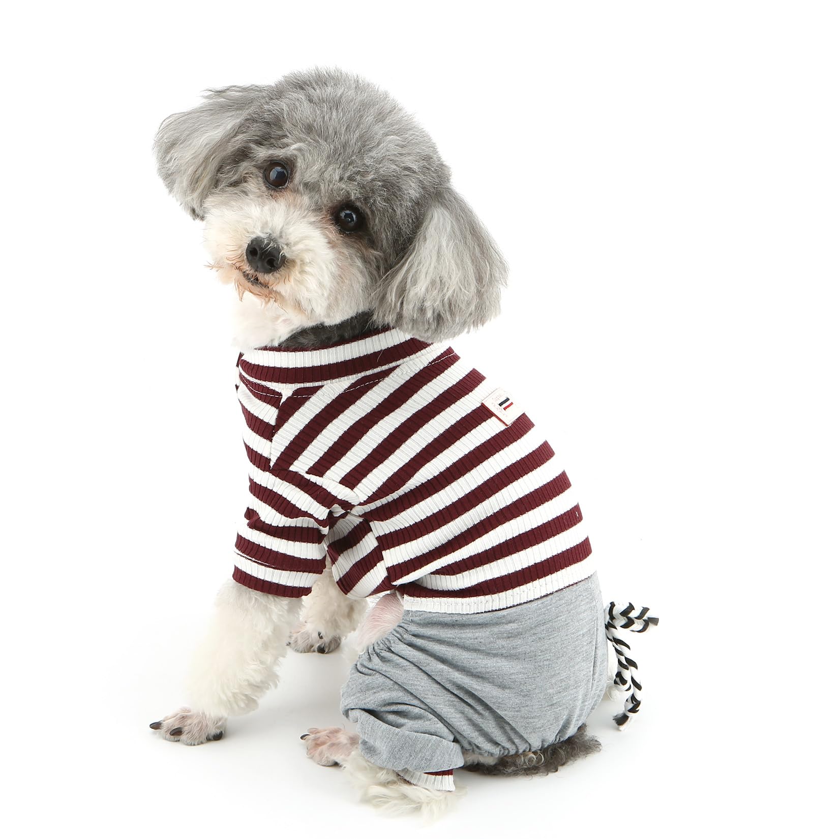 Ranphy Stripe Small Dog Outfits Cotton Jumpsuit Puppy Pajamas With Pant Cat Apparel Pyjamas Pjs Shirt For Yorkie Chihuahua Boys Pet Clothes Brown Size Xl