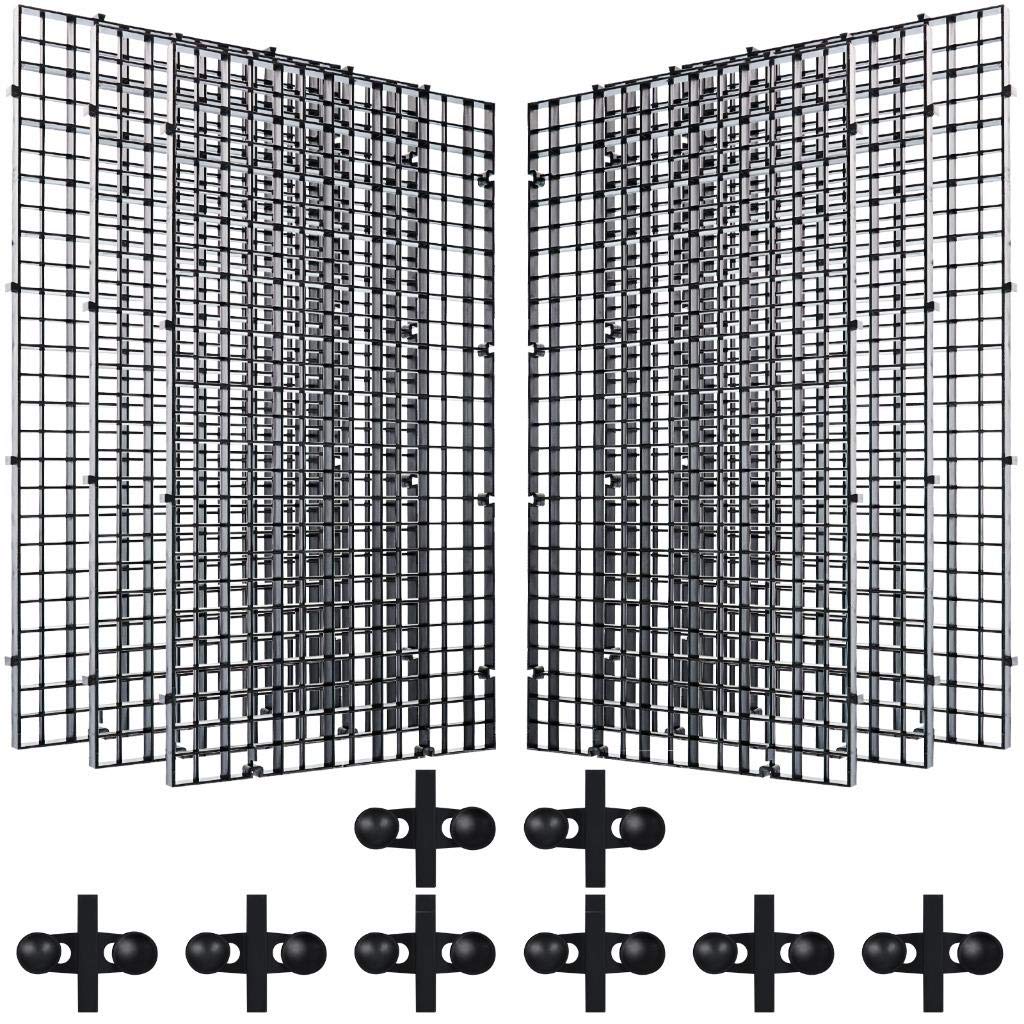 6 Pcs Aquarium Fish Tank Divider Plastic Egg Crate Aquarium Filter Bottom Tray Grid Isolation Board Partition Net Pane Separator For Mixed Breeding Light Diffuser,8 Pcs Sucker Clips Suction Cups,Black