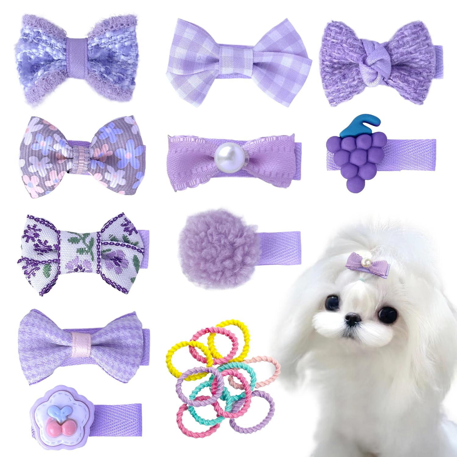 Light Purple Dog Hair Clips Lavender Small Dog Hair Bows Cute Pet Grooming Accessories Alligator Clips Stay In Hair Barrettes Fl
