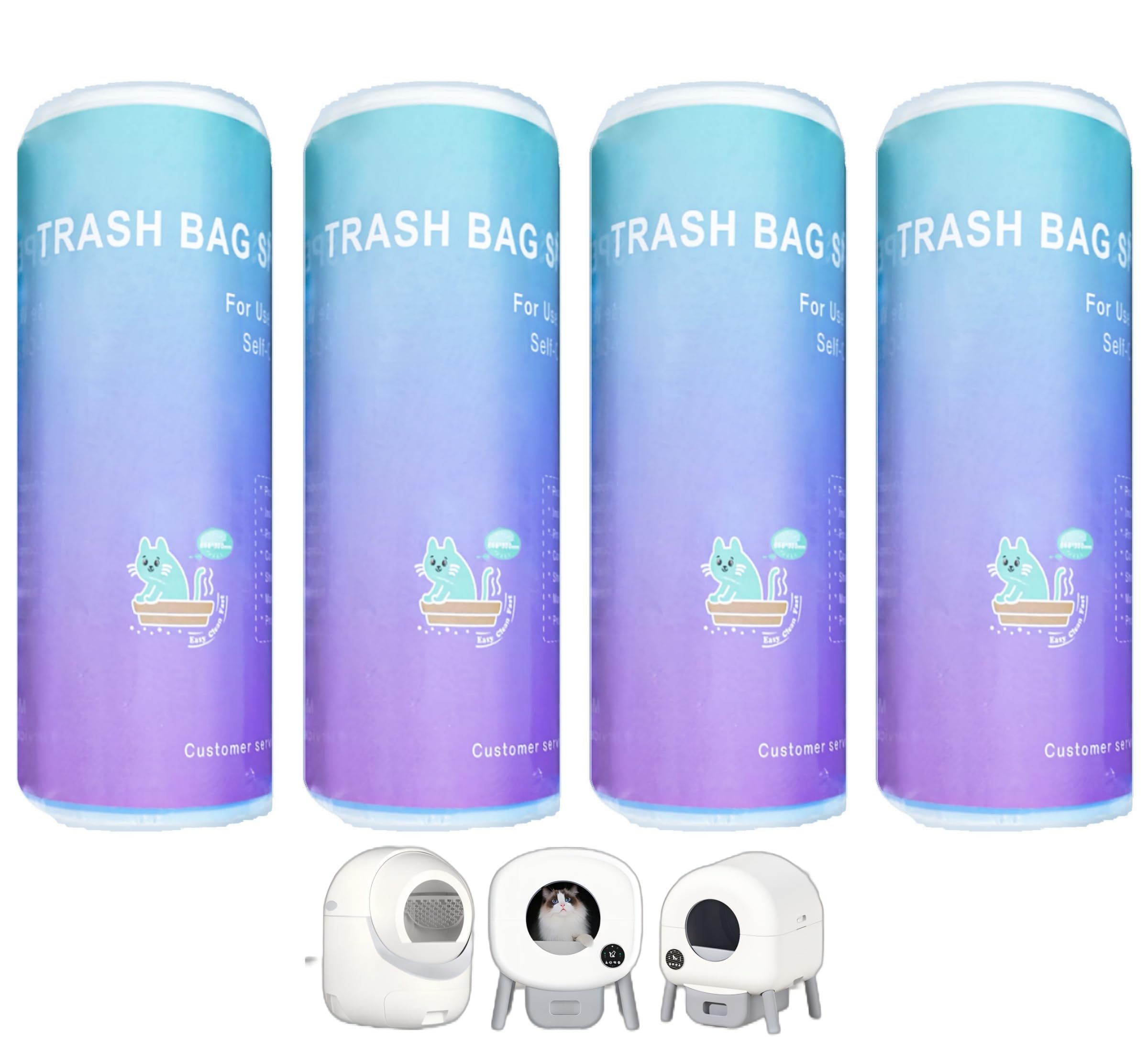 Self-Cleaning Cat Litter Box 80 Count Drawstring Cat Litter Box Liners 26'' X 13'', Automatic Cats Litter Boxes Self Cleaning, L