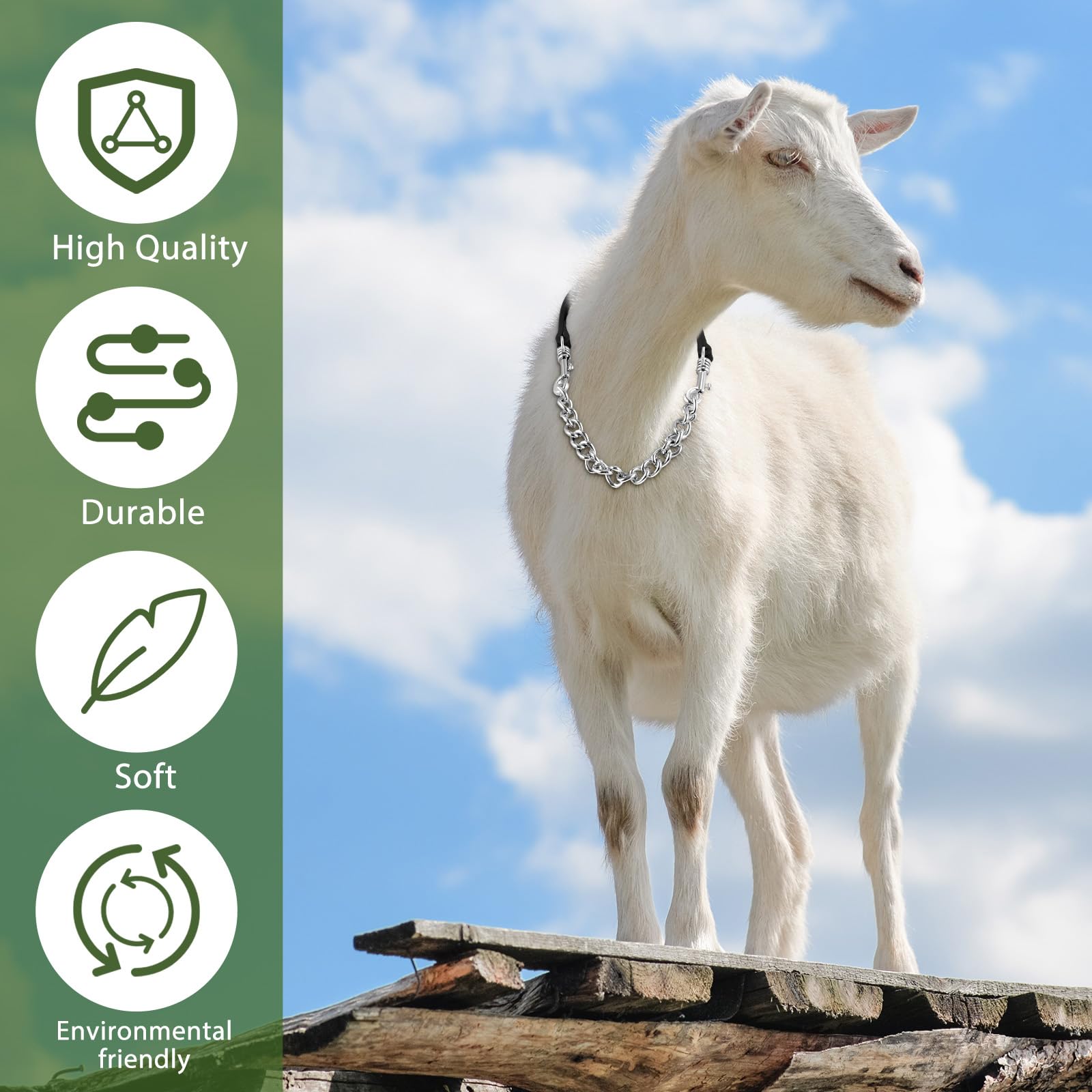 Misdary 2 Pcs Goat Show Collar Adjustable Iron Goat Chain Halter 14-24 Long for Sheep Horse Dog Cow Calf Farm Animal Supplie