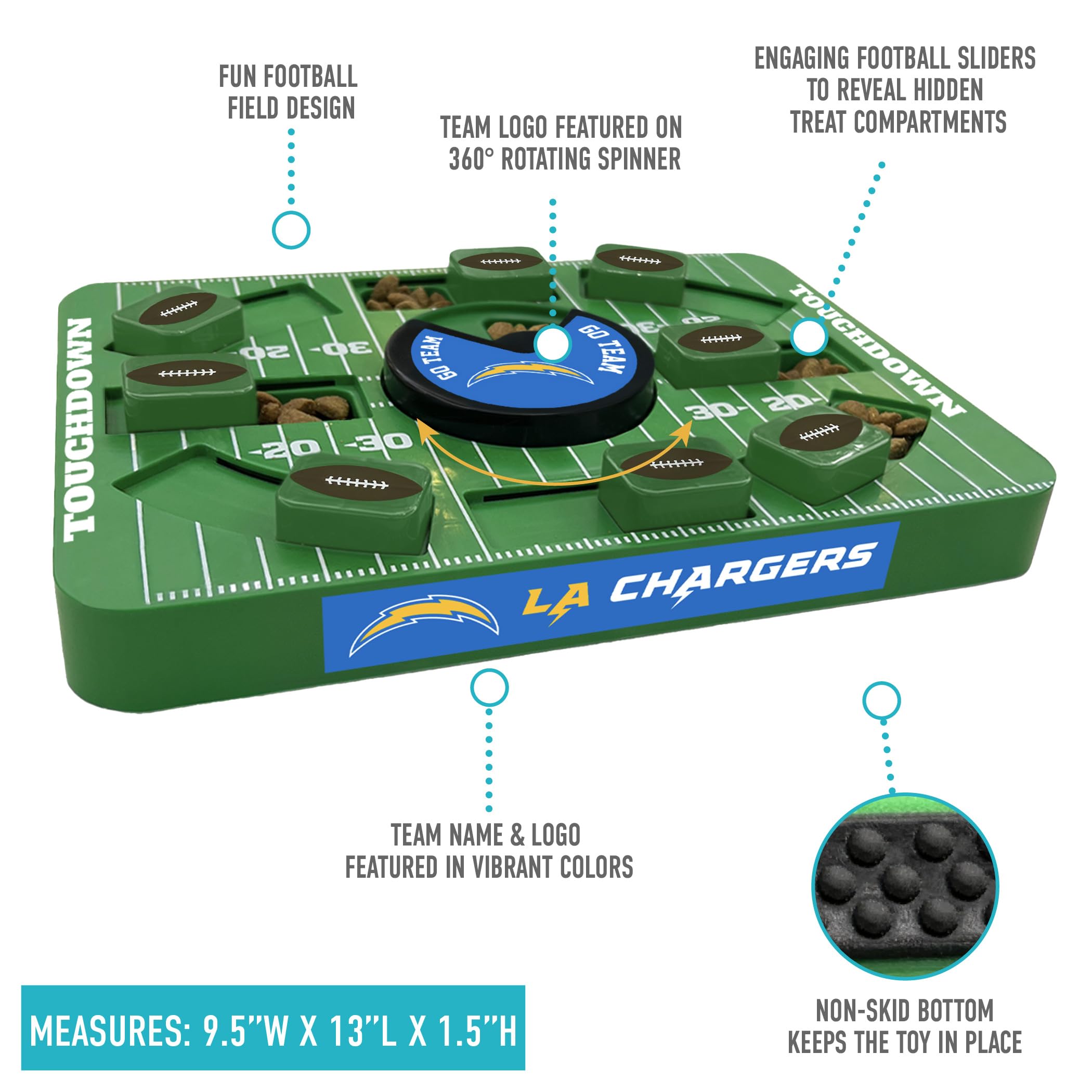 Pets First Nfl Los Angeles Chargers Large Puzzle Toy, Dog Puzzle Treat Toy, New Large Size, Interactive Dog Treat Toy, Dog Slow