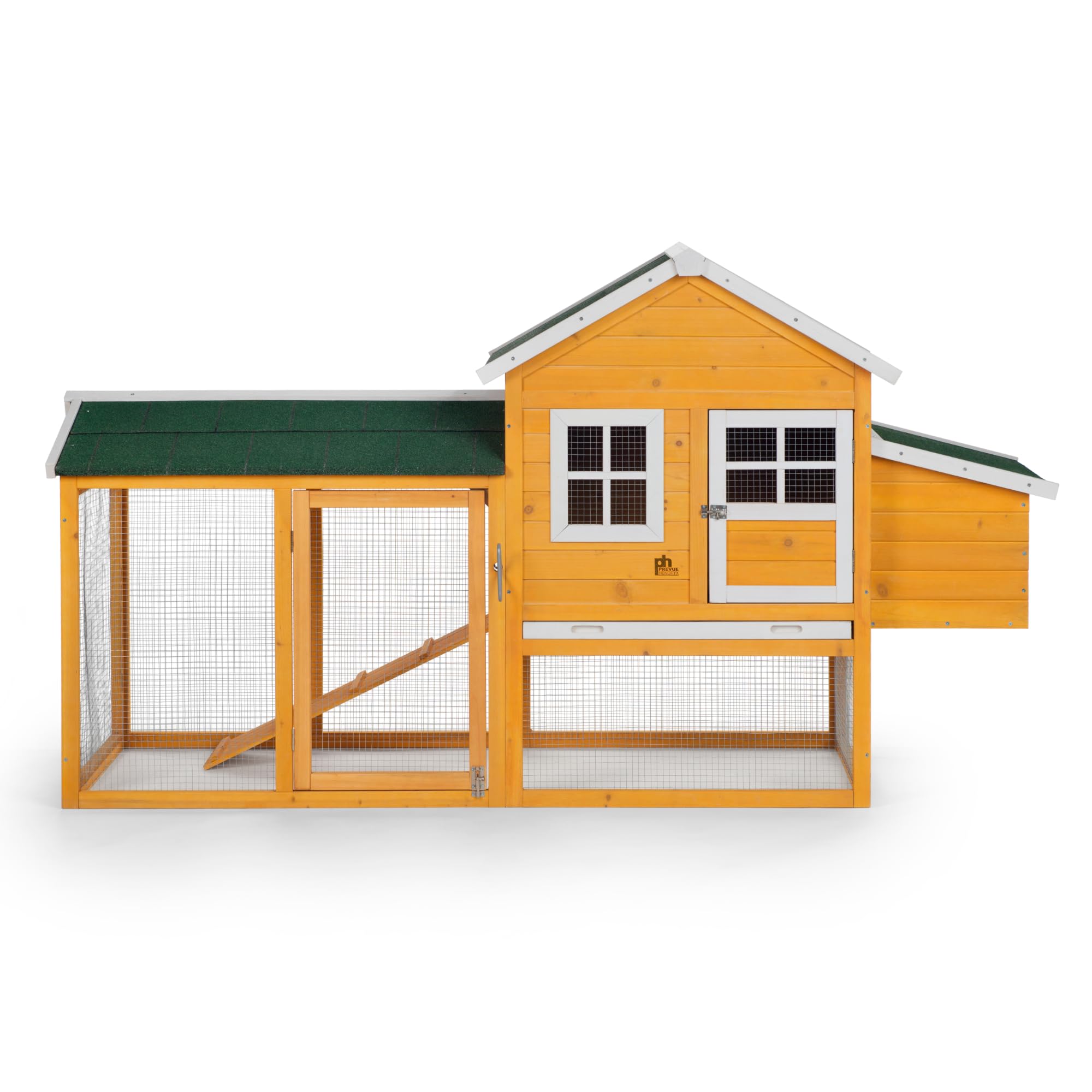 Prevue Pet Products Chicken Coop With Lockable Nest Box, Yellow, 2-Bay
