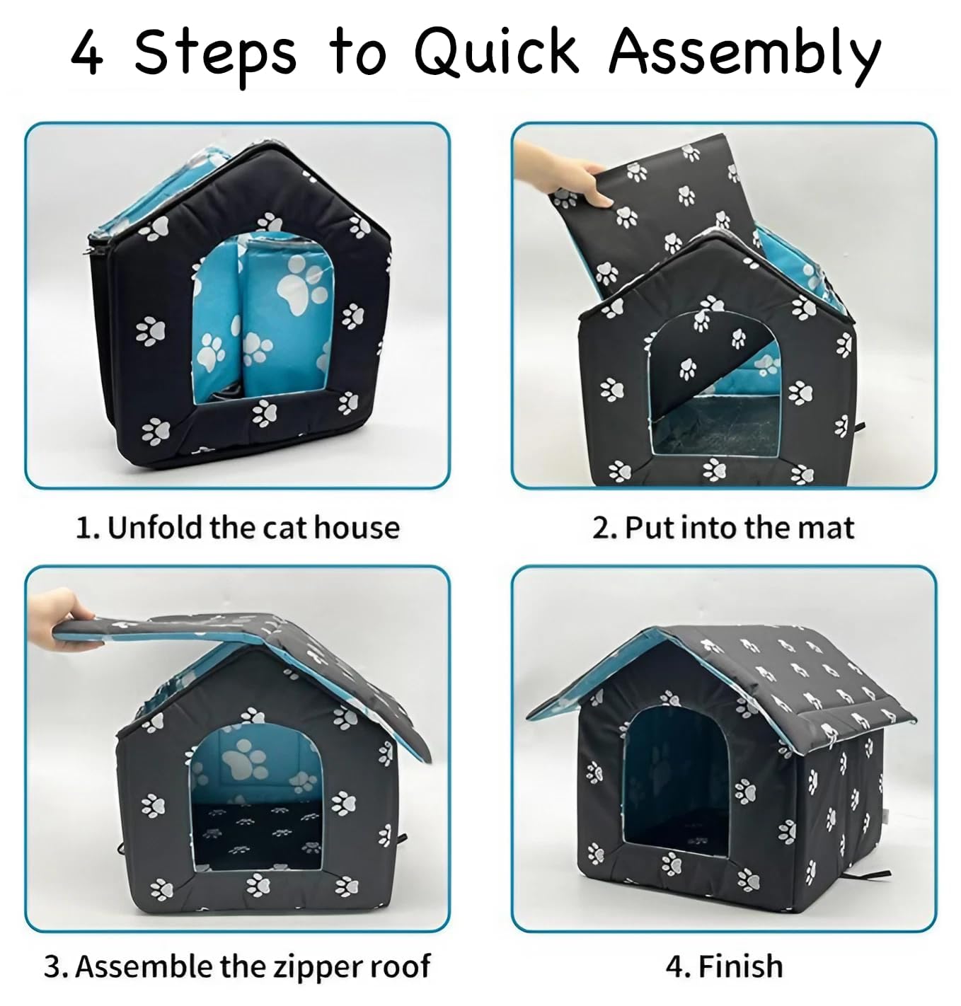 Chris Good Feral Cat House, Cat House Outdoor, Waterproof Shelter For Stray Cats, Weatherproof For Winter (Black Claw, Large)