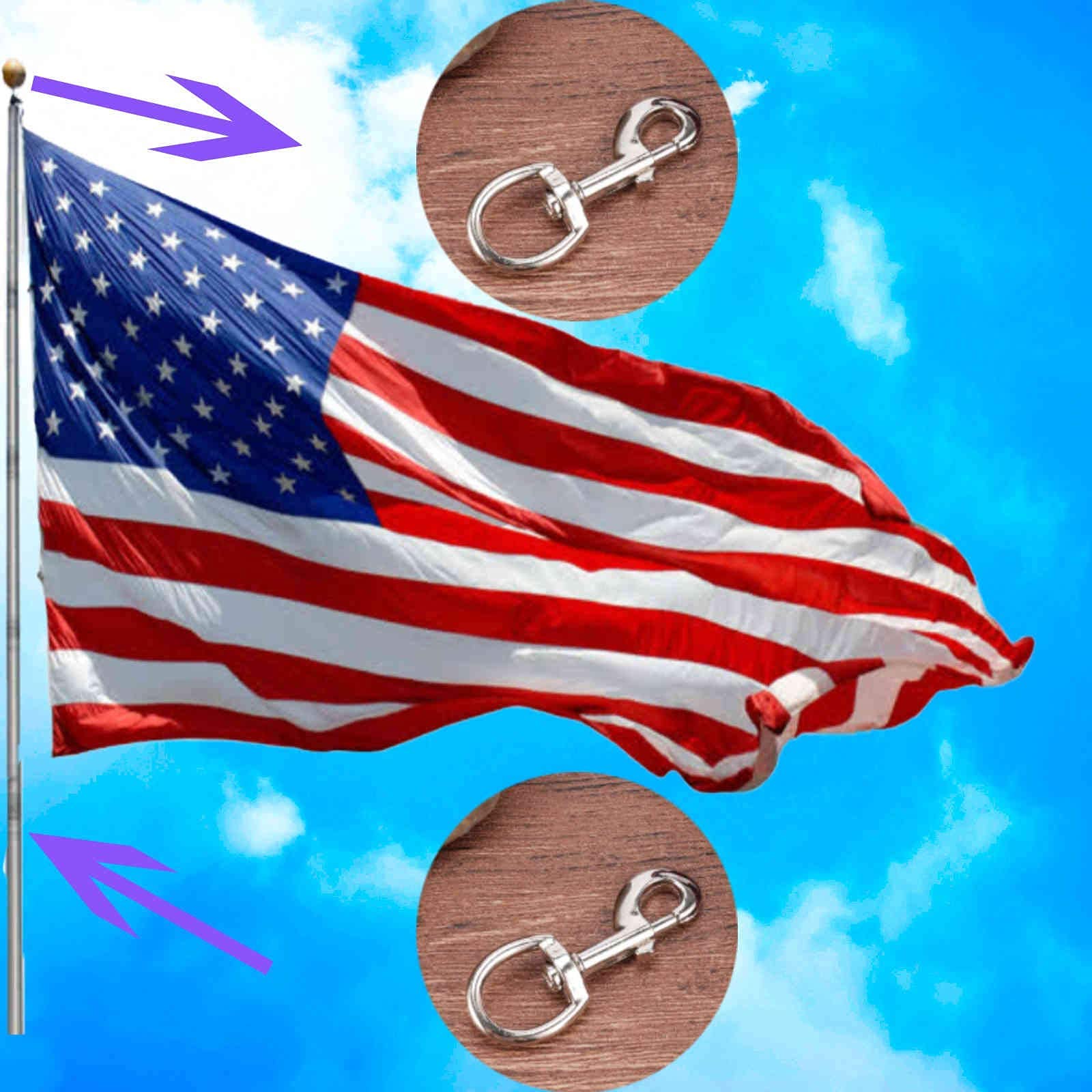 Owayoto Swivel Eye Bolt Snap Hook Dog Leash Clips Dog Leash Clasp Flag Pole Snap Clip Flag Hook Leash Hooks Heavy Duty Pet Leash Flag Pole Key Chain 3.425 Inch 5Pcs