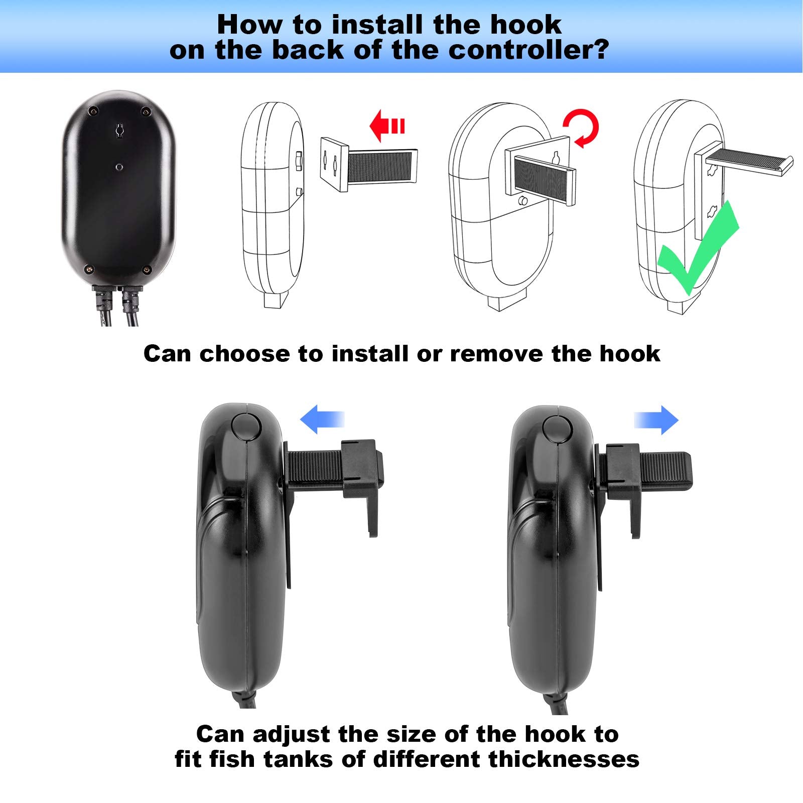 Aqqa Submersible Aquarium Heater,100W/200W/300W/500W/800W/1000W/1200W Fish Tank Heater,External Temperature Controller Led Temperature Display,Suitable For Saltwater And Freshwater(300W)