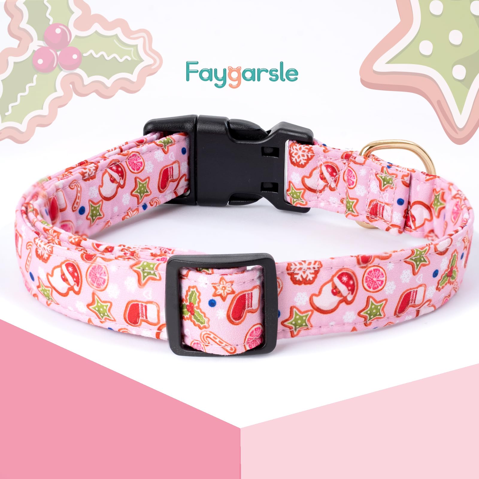 Faygarsle Pink Dog Collar Christmas Design Christmas Theme Pattern For Small Medium Large Dogs Collar Cute Stylish Girl Boy Christmas Dog Collar Xs