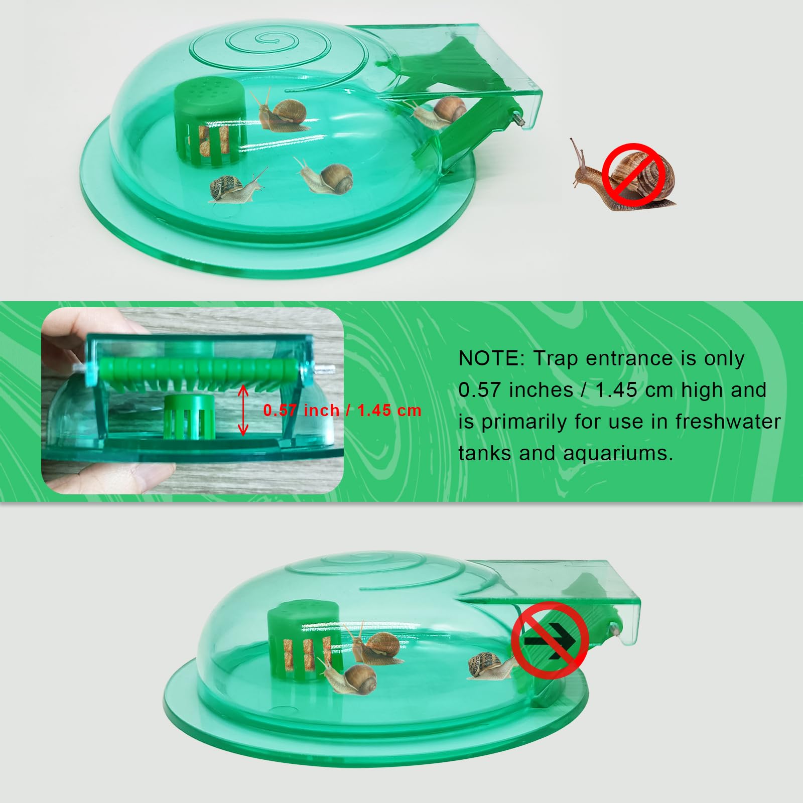 FUATY Aquarium Snail Trap, Plastic Snail Catcher for Freshwater Fish Tank Green Snail Catch Box Snail Removal Supplies Aquarium