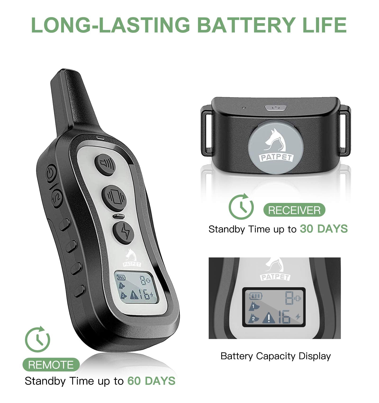 Patpet Dog Shock Collar With 2 Receivers, Dog Training Collar With Remote, Electric Dog Collar With Beep Vibration Shock For Sma