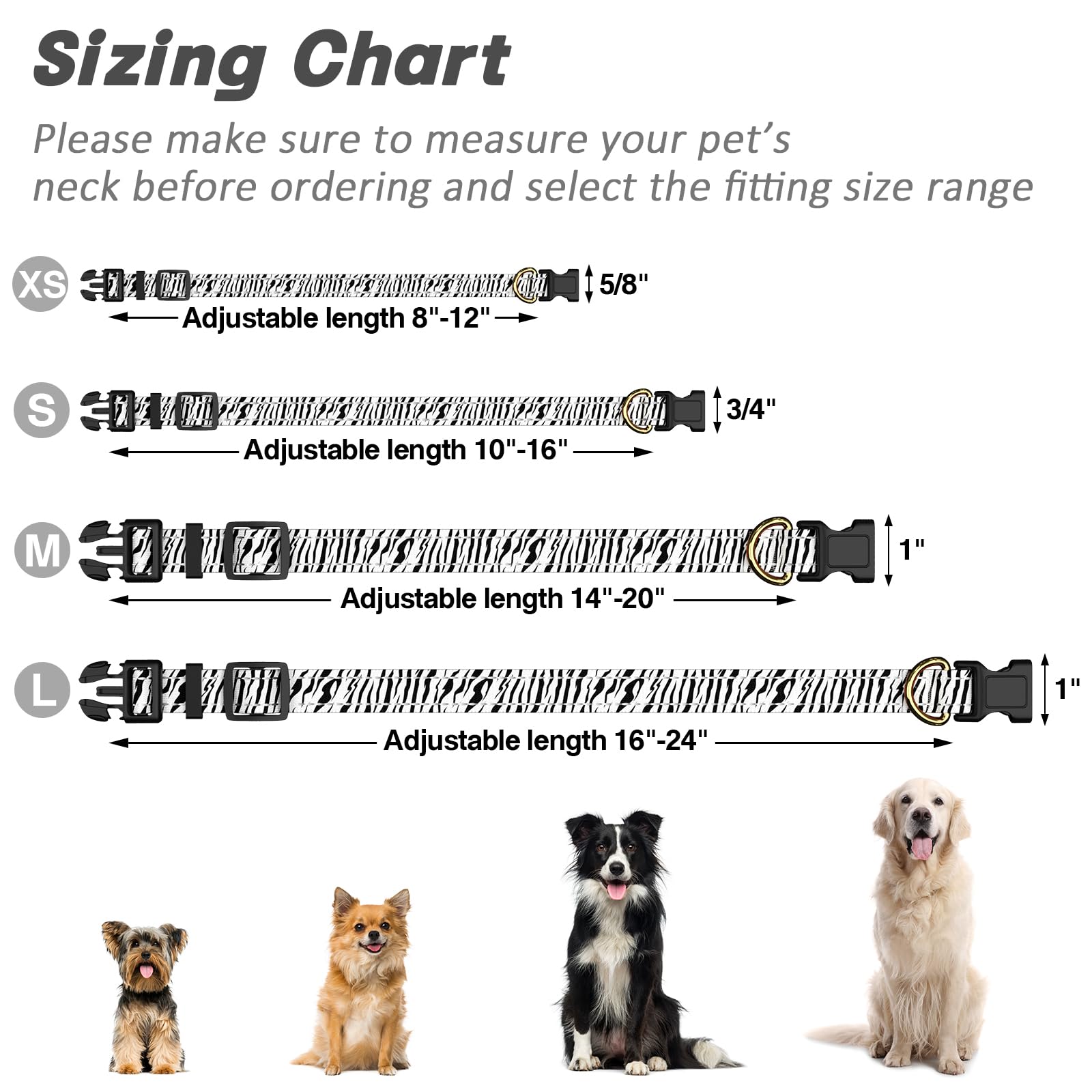 Tmoodel Reflective Dog Collar For Small Dogs Cats, Cute Boho Adjustable Heavy-Duty Nylon Puppy Collar For Boy And Girl Female, S