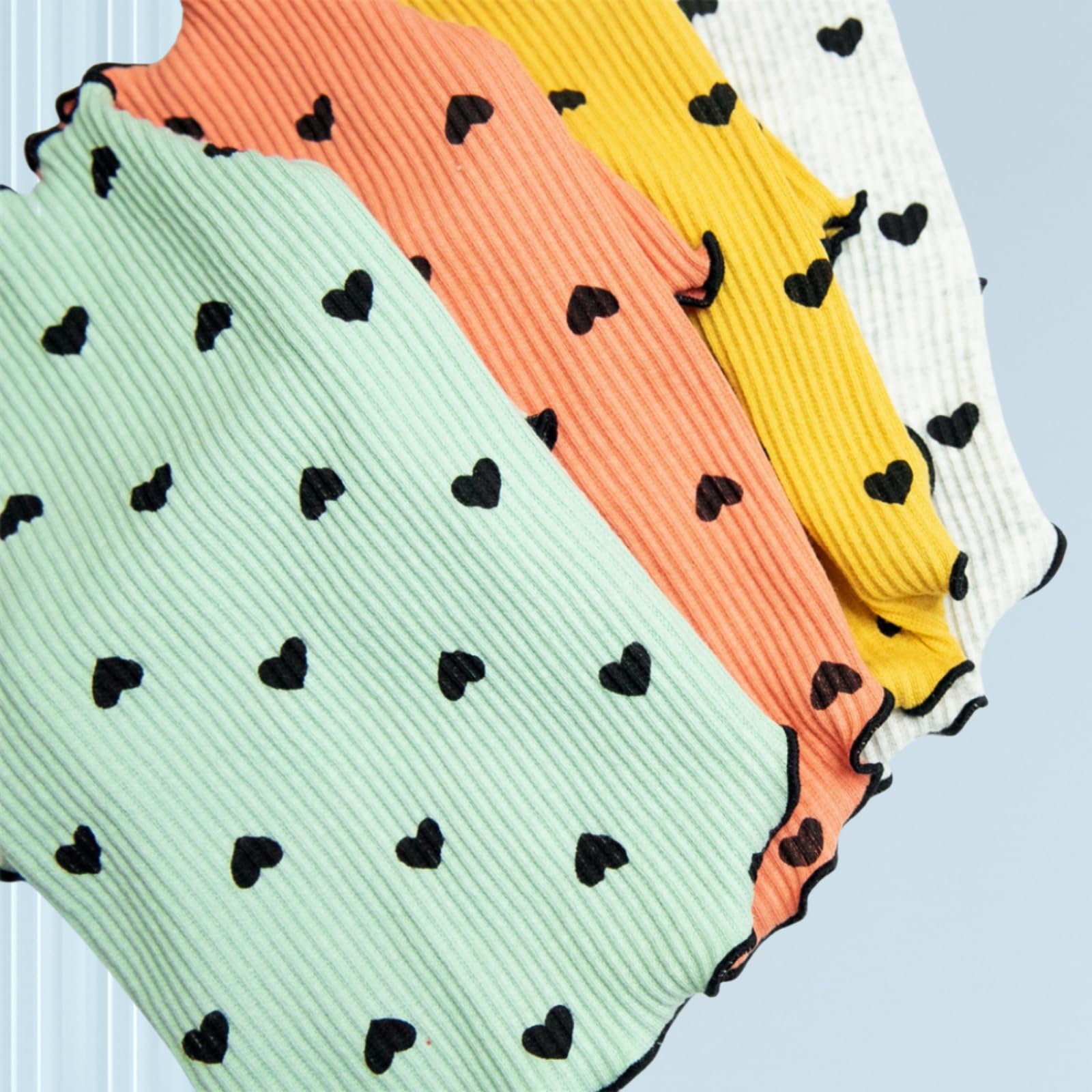 Yaopelky Pet Clothes For Small Dogs Cat Summer Fall Heart Print Shirt Stretchable Ruffle Long Sleeve Outfits For Chihuahua Schna