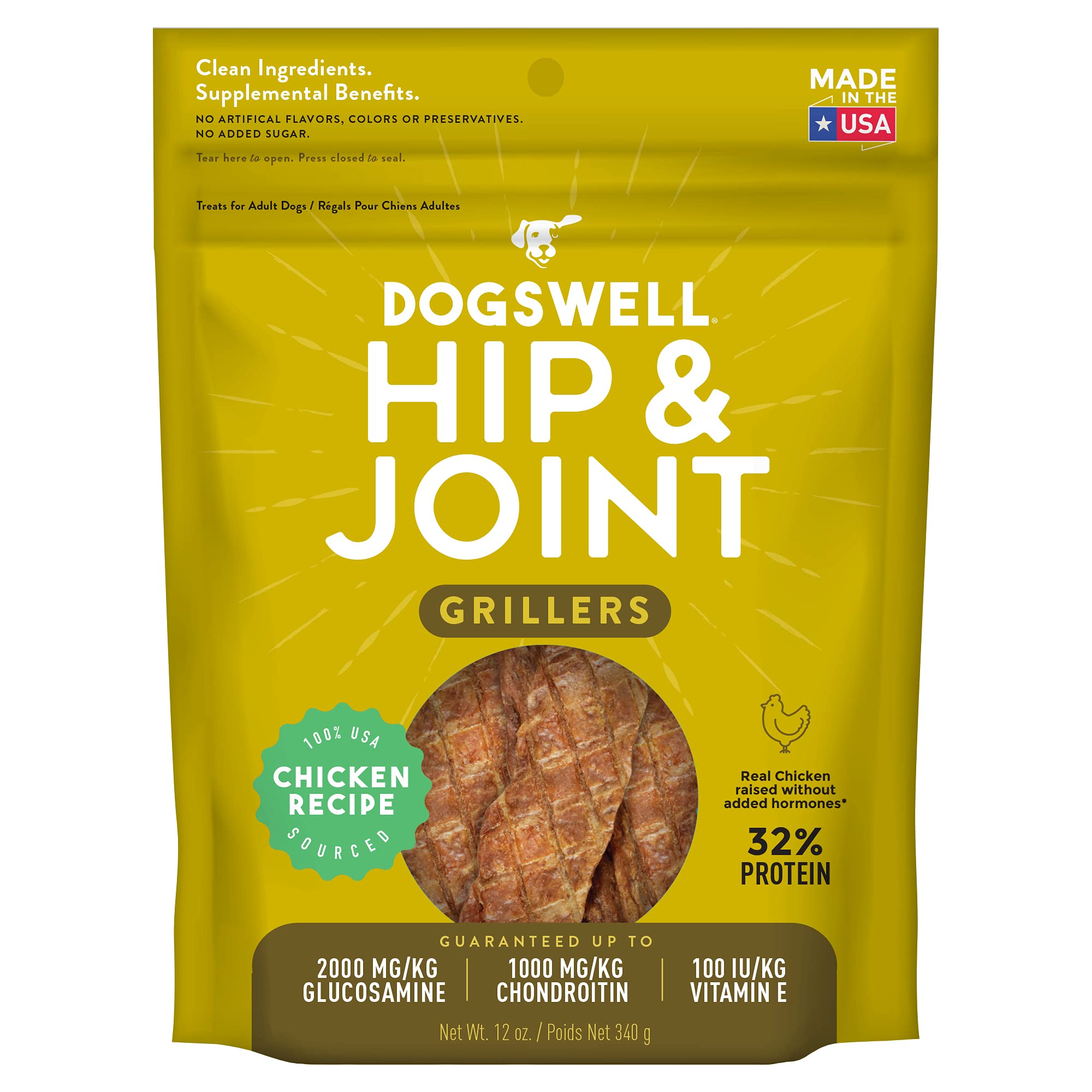 Dogswell Grain-Free Hip and Joint Chicken Grillers for Dogs, 12 oz. Model: 842185