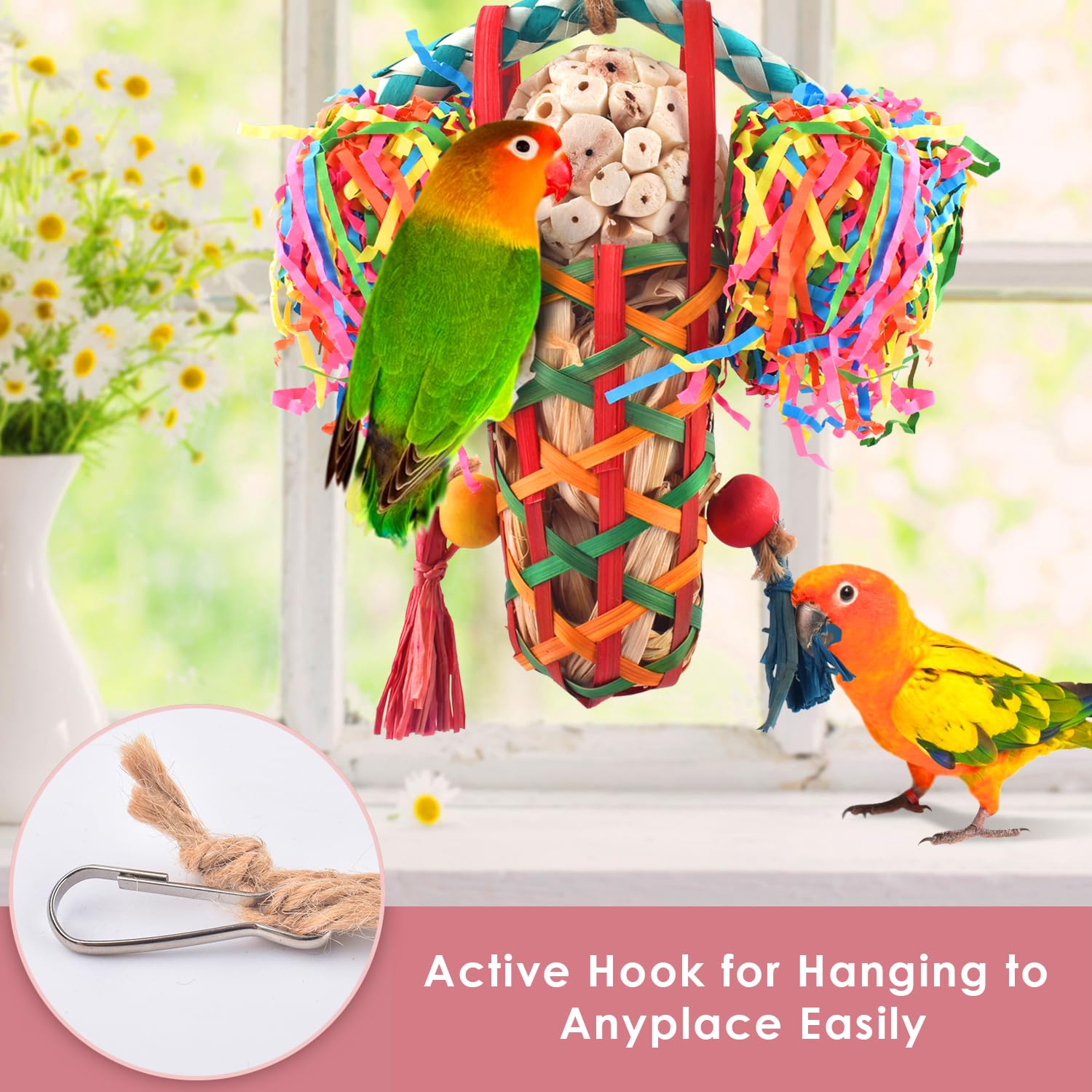 KATUMO Bird Toys Parakeet Toy Cockatiel Shredding Toys Conure Foraging Sola Toys for Conure Cockatiel Parakeet Lovebird Small to