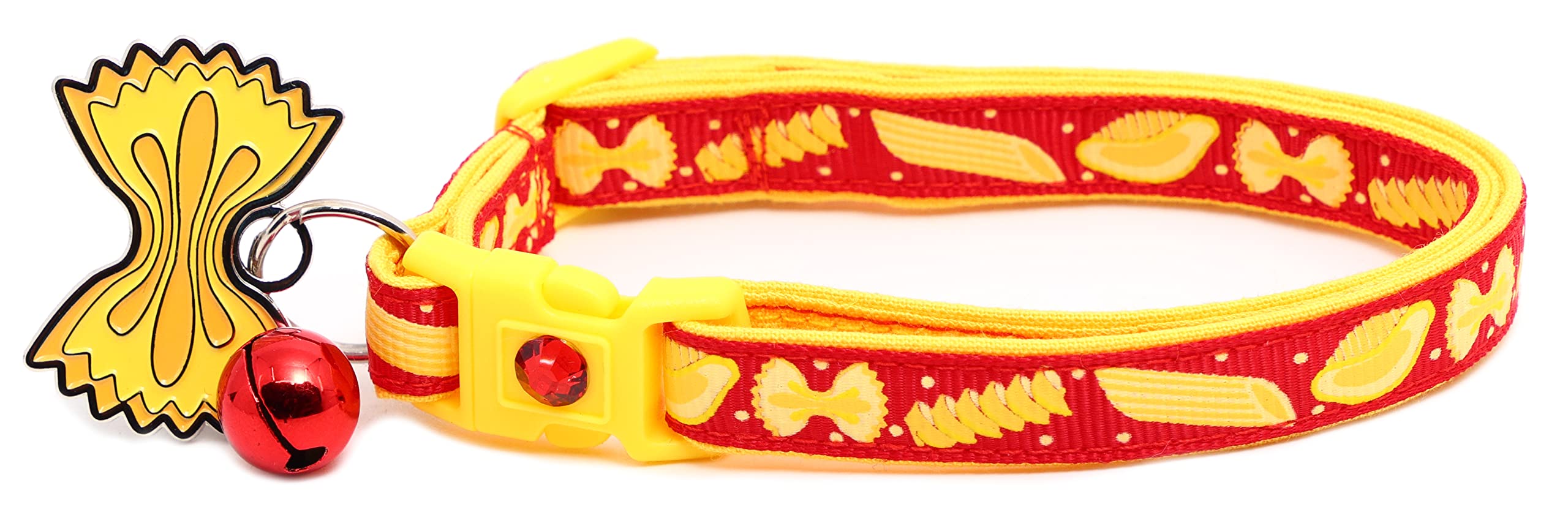 Noodle Cat Collar - Safety - Breakaway - Charm And Bell - Pugs2Persians (Large(10Lbs & Up), Red)