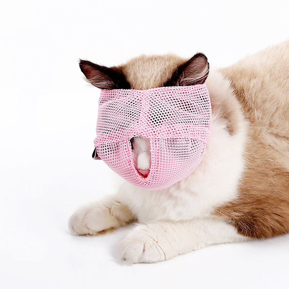 Cat Muzzles - Breathable Mesh Muzzles Prevent Cats from Biting and Chewing - Anti Bite Anti Meow (Blue-S)