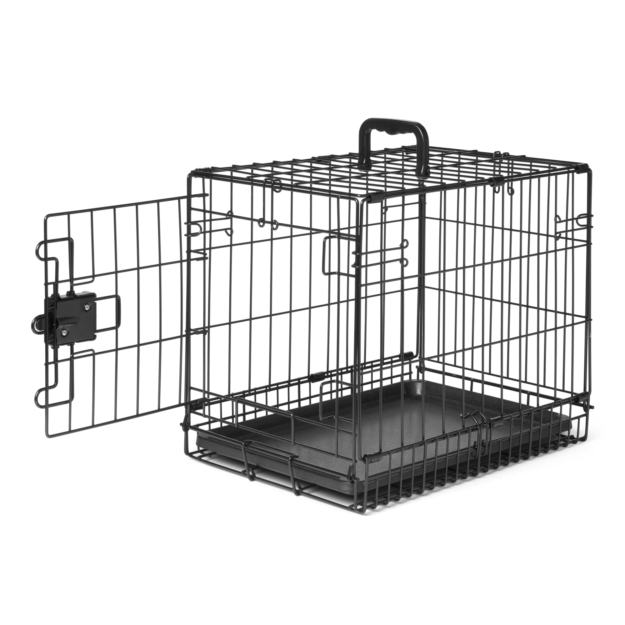 Amazon Basics Durable, Foldable Metal Wire Dog Crate with Tray, Single Door, 18 x 12.4 x 15 in, Black