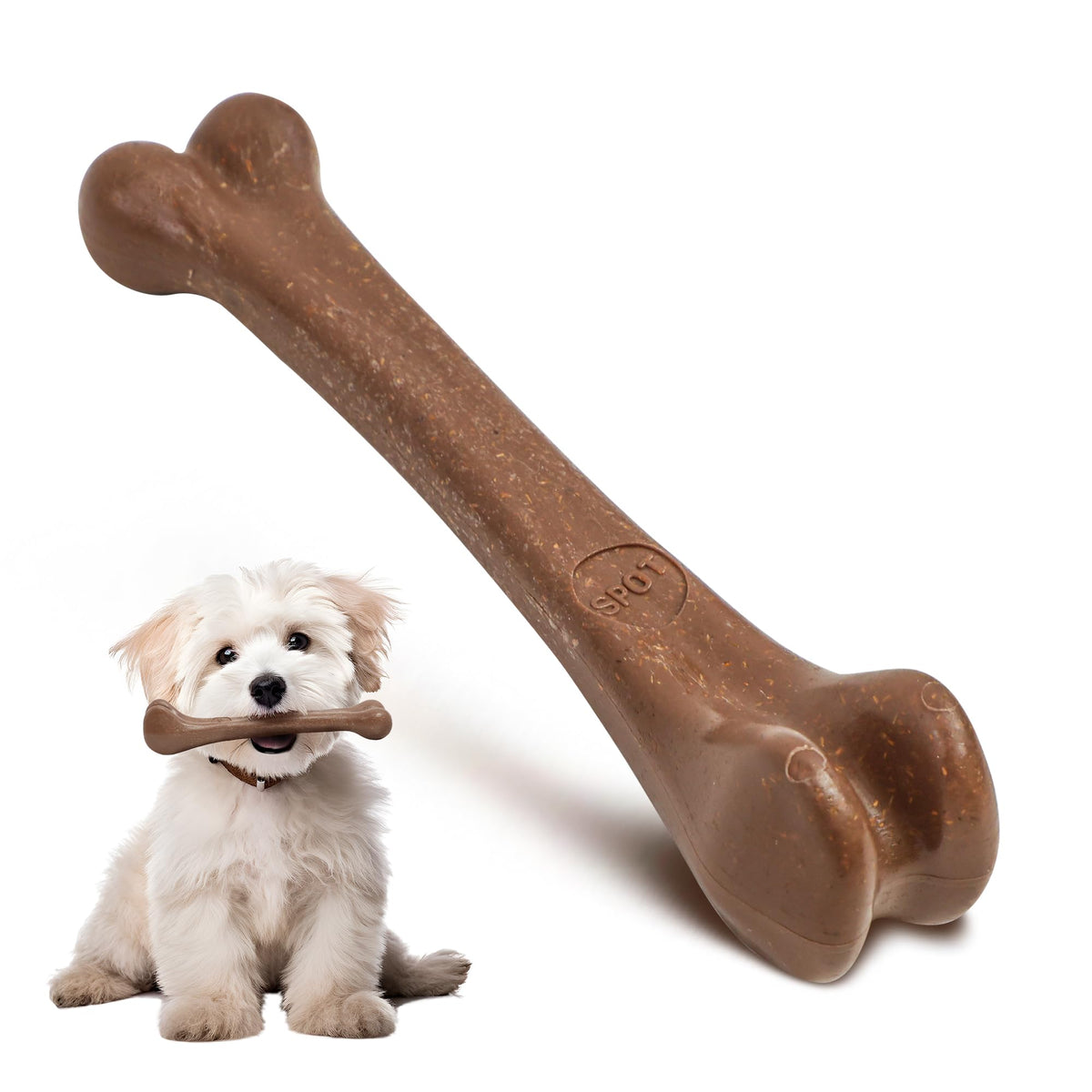 Spot Bam-Bones Bone - Made With Strong Bamboo Fiber, Durable Long Lasting Dog Chew For Light To Moderate Chewers, Great Toy For Adult Dogs & Teething Puppies Under 25Lbs, 5.75In, Bacon Flavor