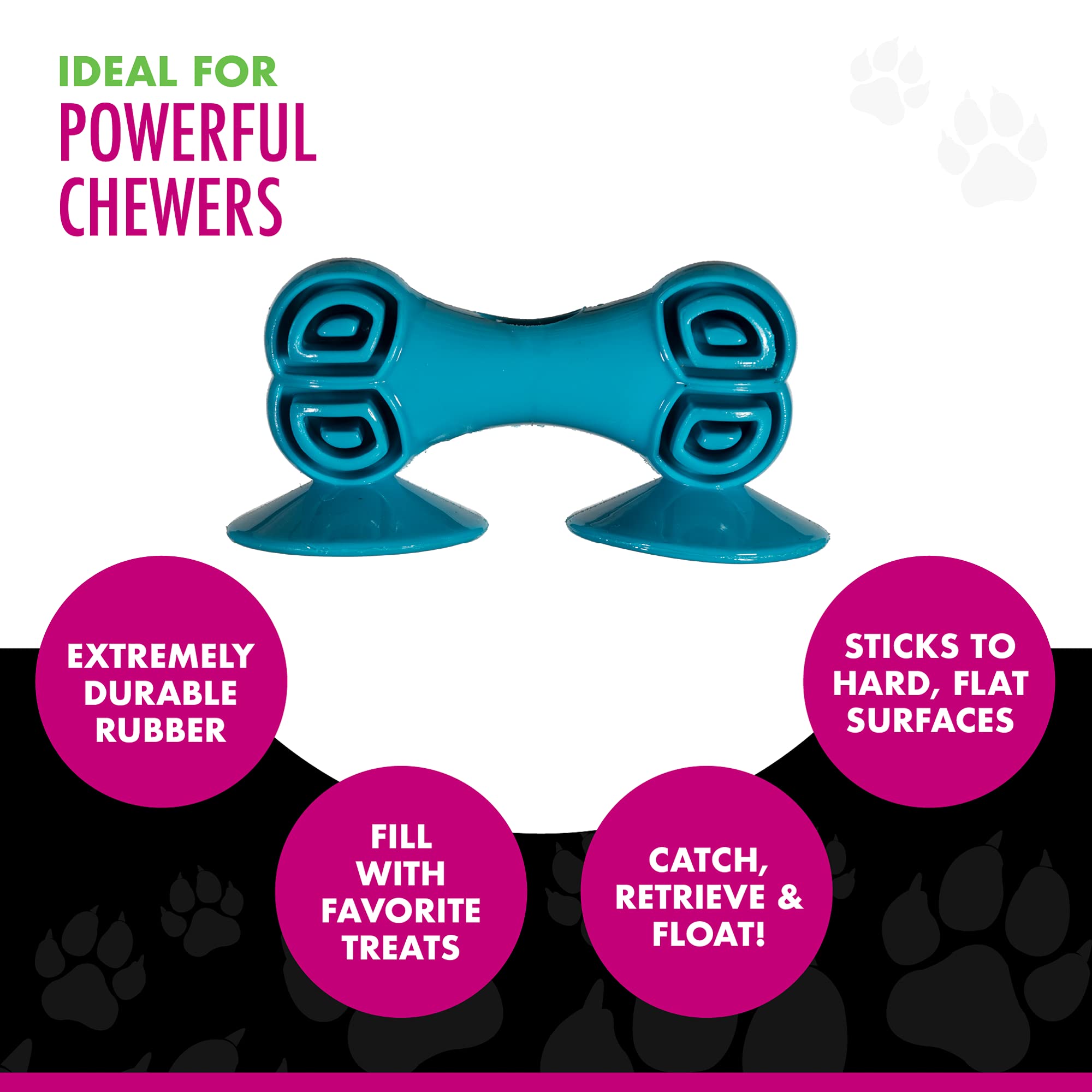 Chase n Chomp Sticky Bone Pet Chew Toy, Sticks to Floor and Flat Surfaces, Provides Hours of Fun for Your Dog, Fillable, Durabl